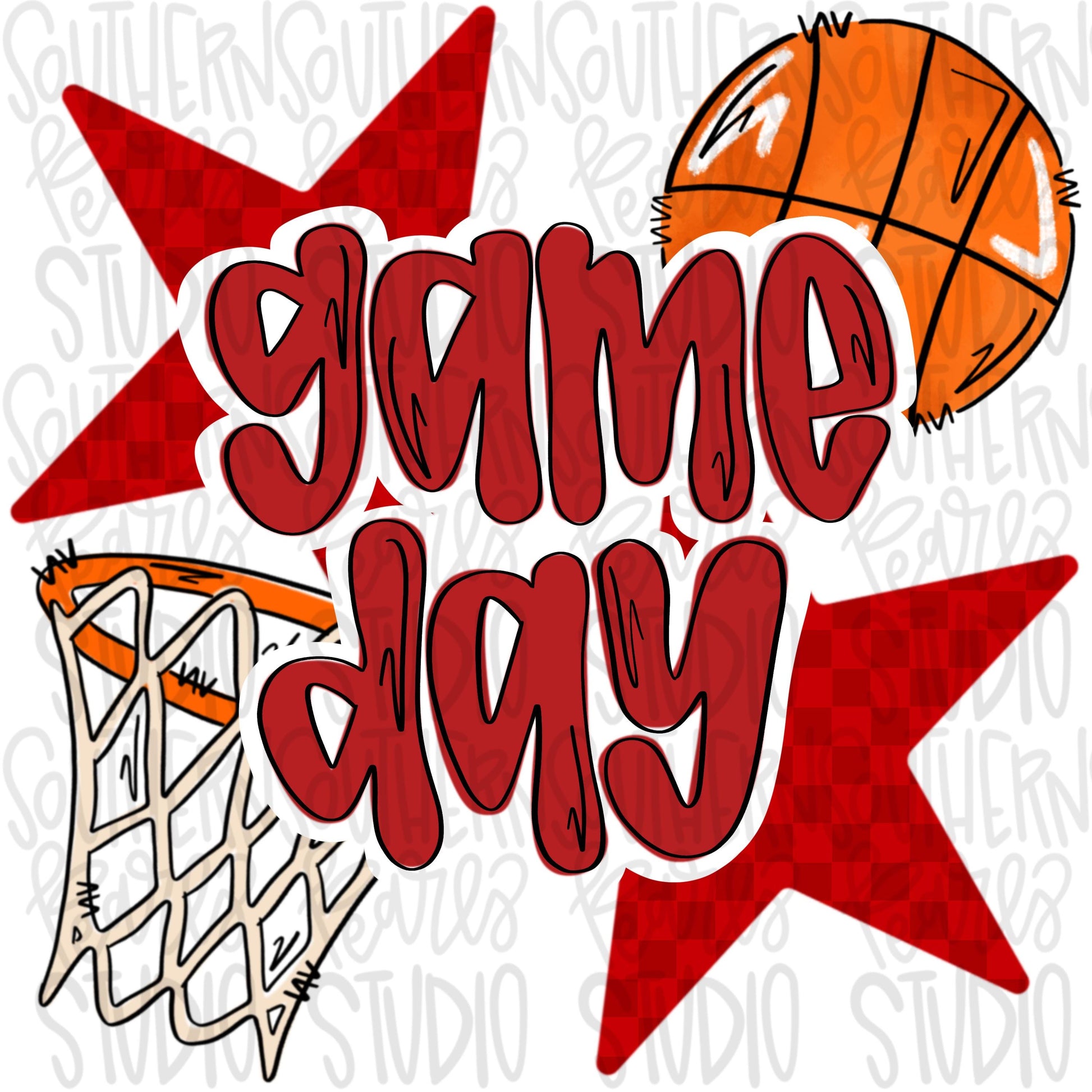 Game Day basketball | Red | Go Team | PNG | Sublimation | Design Download