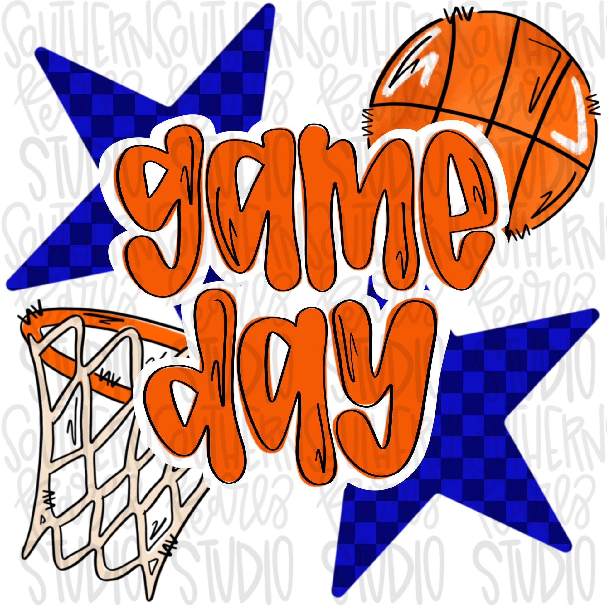 Game Day basketball | royal and orange | Go Team | PNG | Sublimation | Design Download