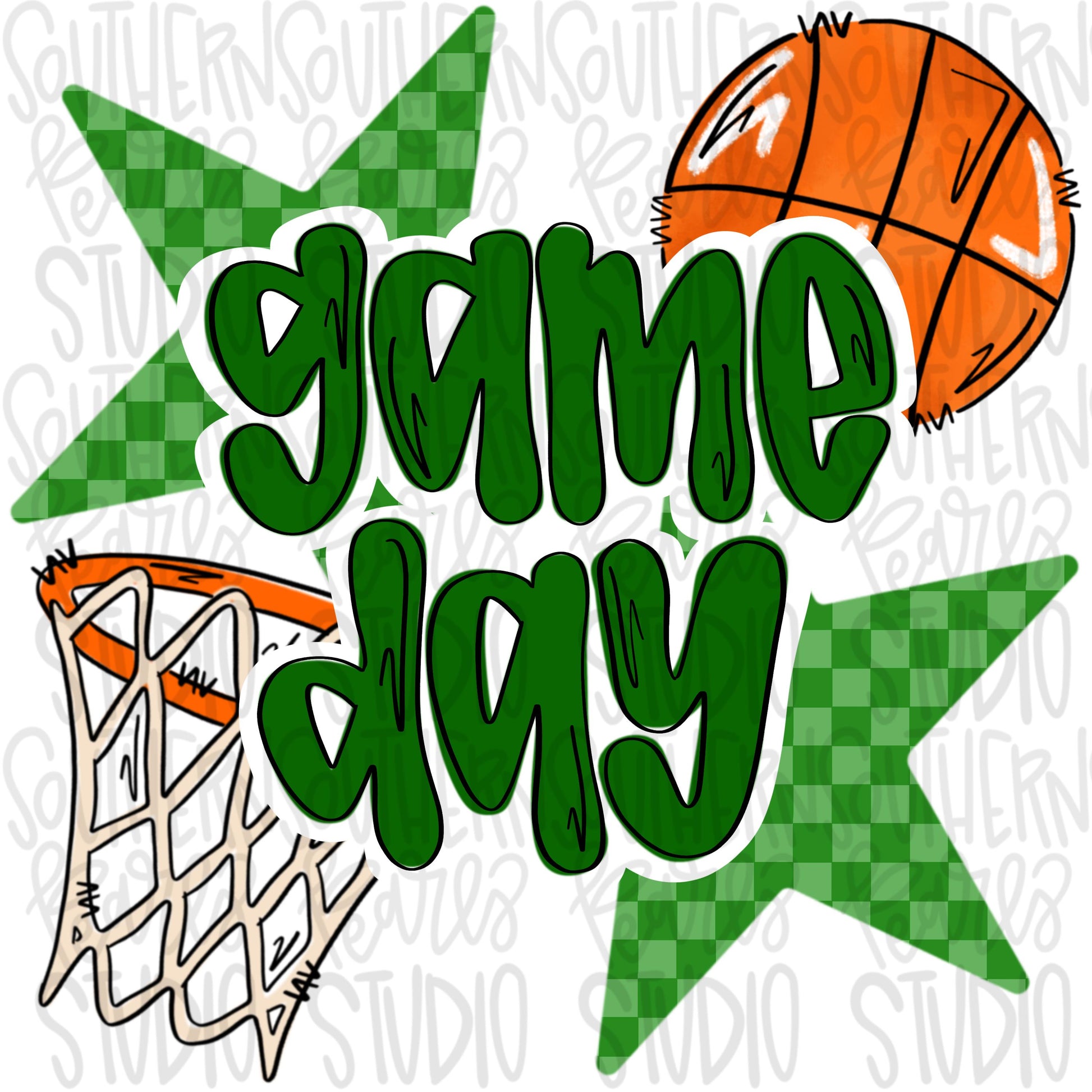 Game Day basketball | green | Go Team | PNG | Sublimation | Design Download