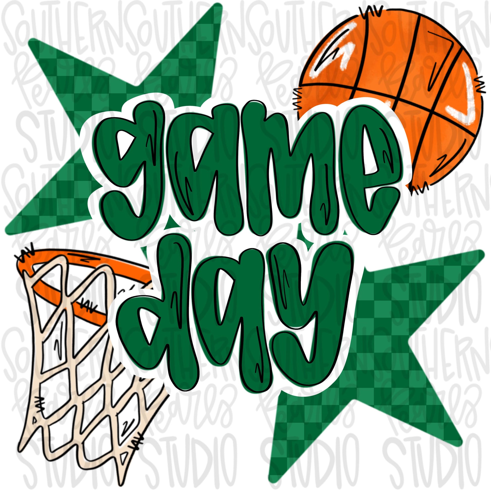 Game Day basketball | green | Go Team | PNG | Sublimation | Design Download