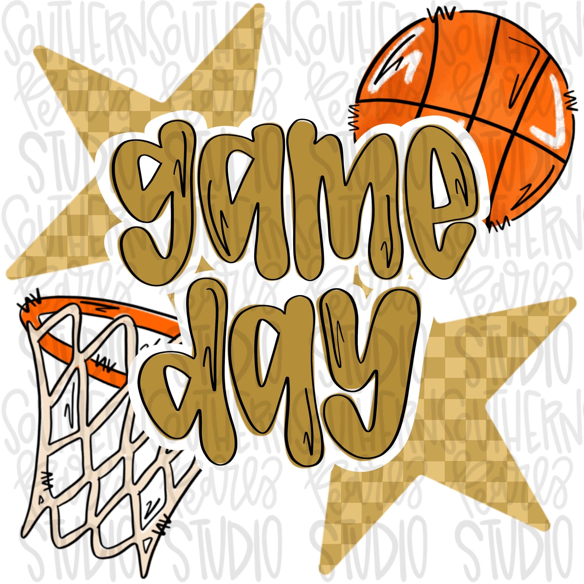 Game Day basketball | Vegas gold | Go Team | PNG | Sublimation | Design Download