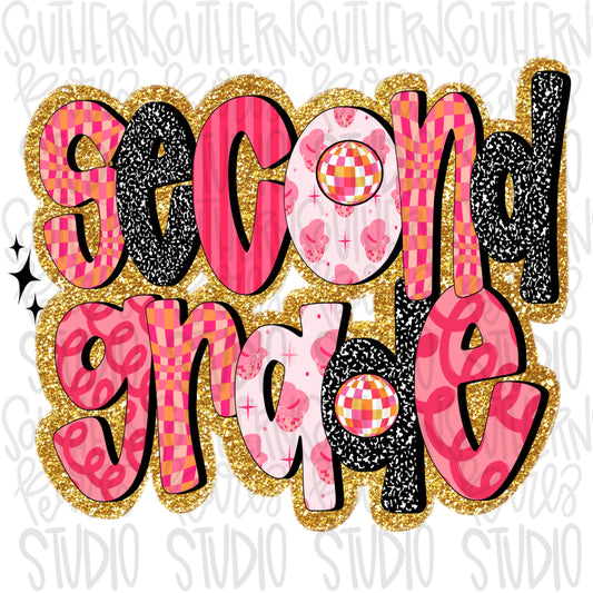 Retro Pink second grade | Sublimation Design | Digital Download | Women’s, Kids Shirt PNG