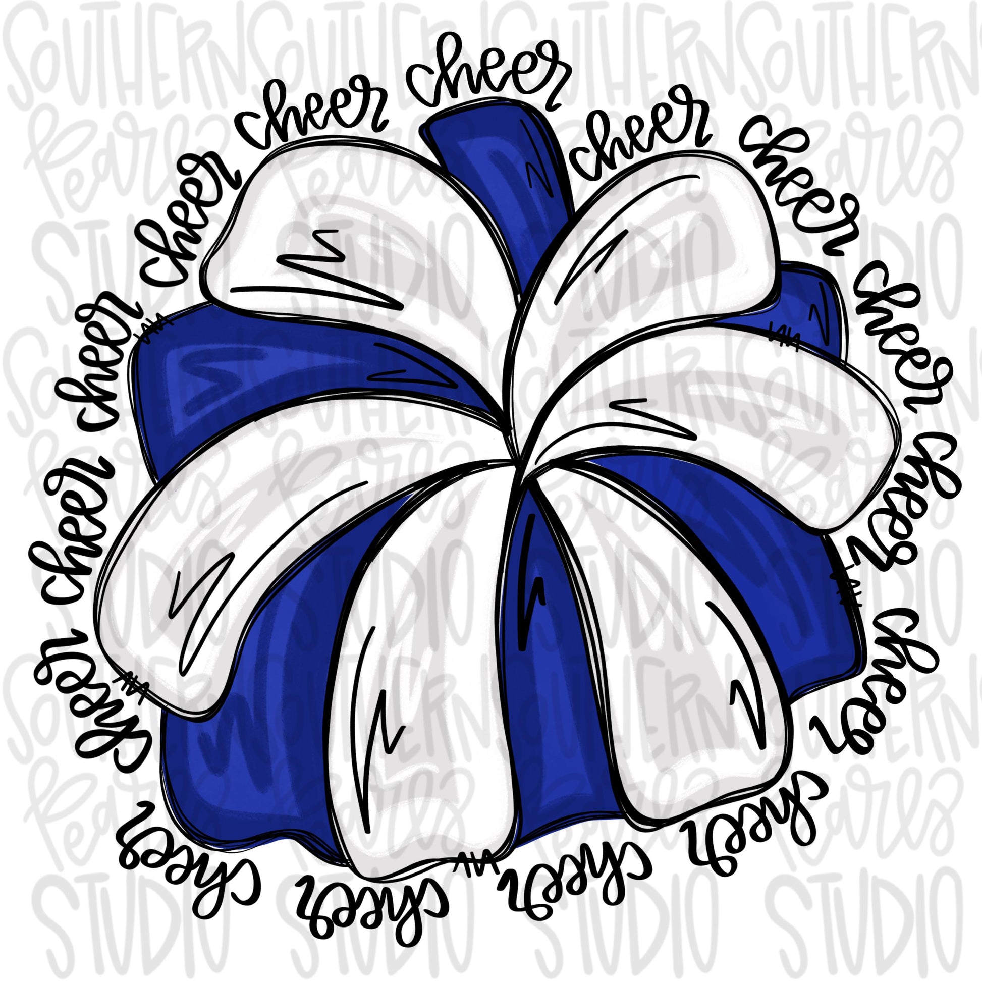 Cheerleader Pom Pom | royal | Go Team Cheer wording| PNG | Sublimation | Design Download