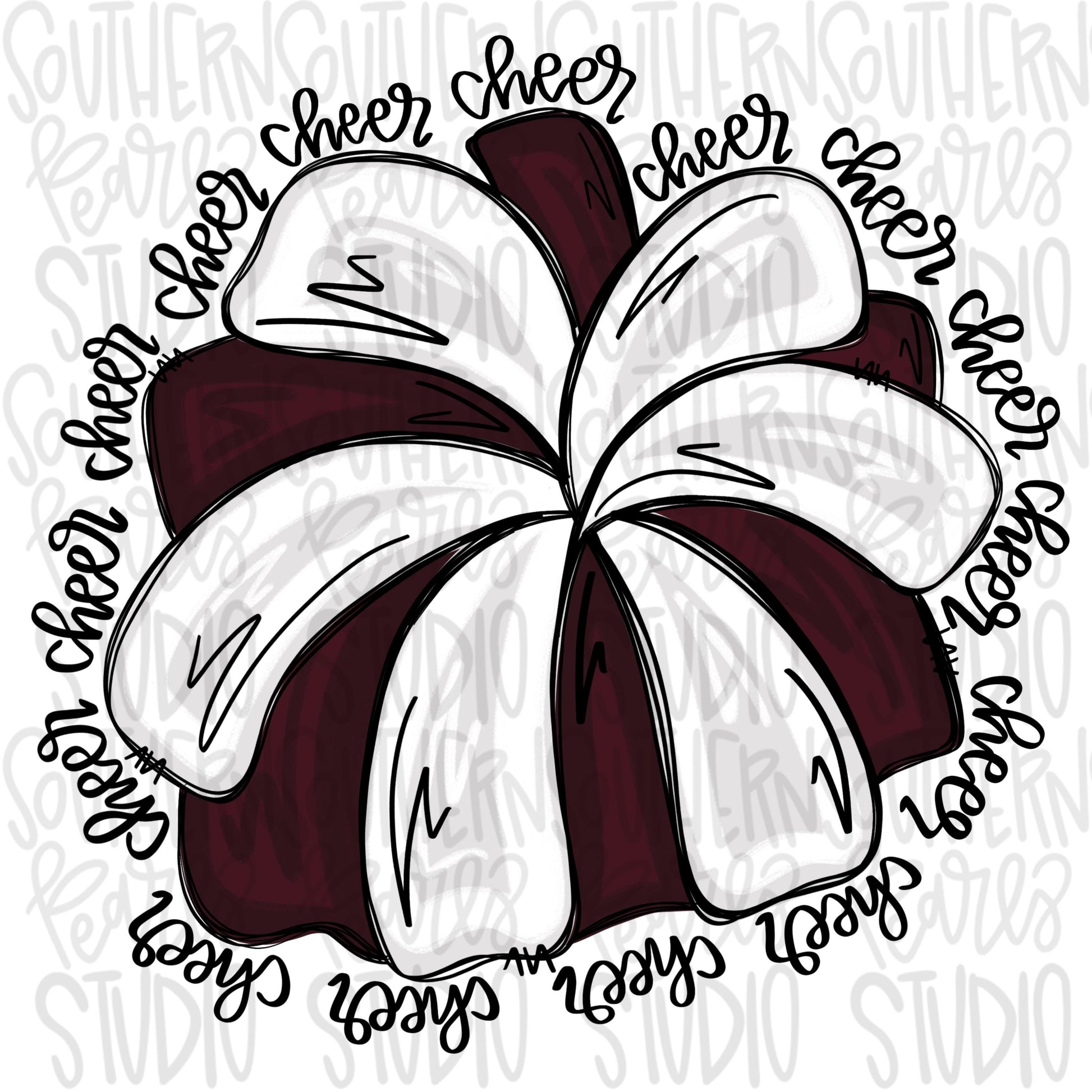 Cheerleader Pom Pom | maroon | Go Team Cheer wording| PNG | Sublimation | Design Download