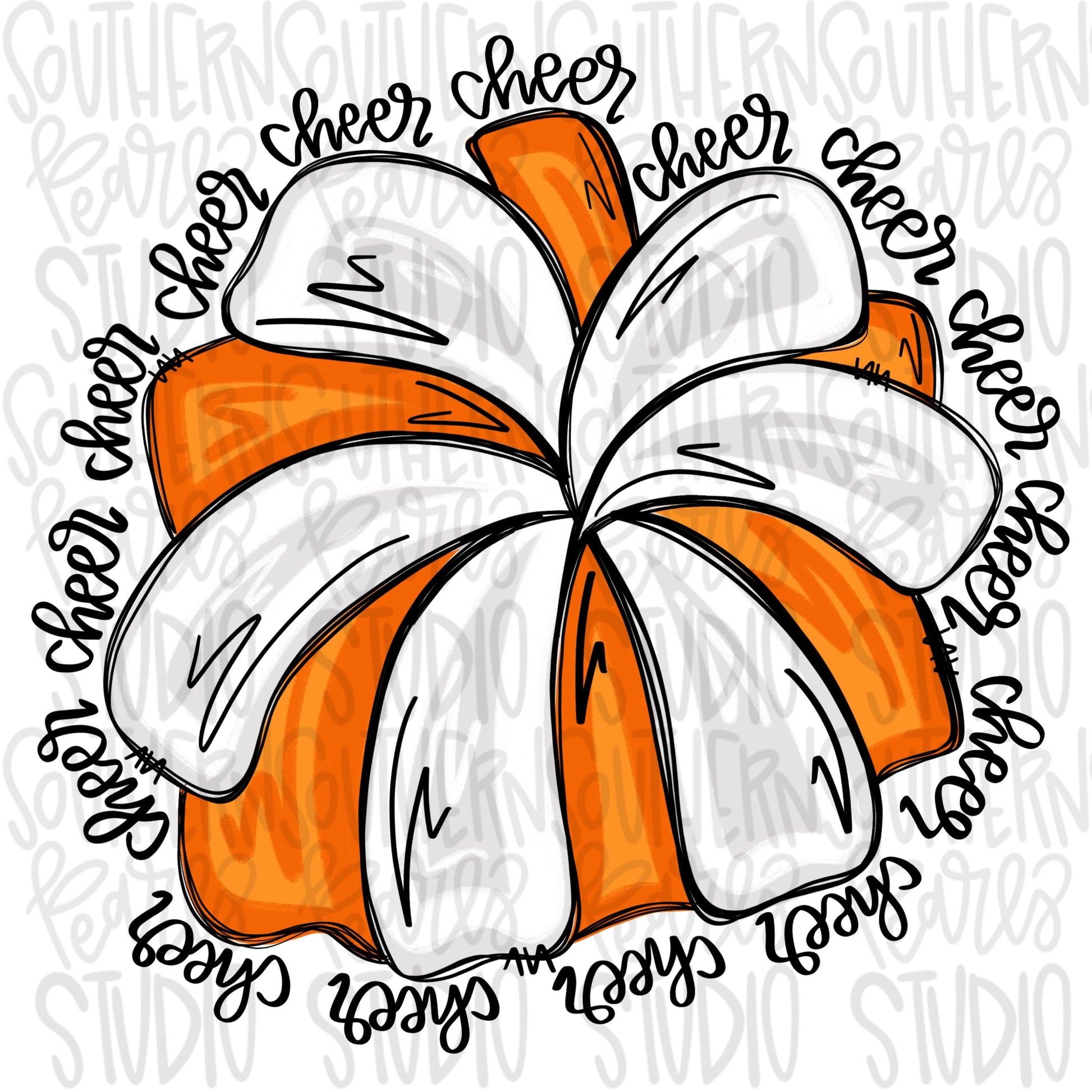 Cheerleader Pom Pom | orange | Go Team Cheer wording| PNG | Sublimation | Design Download