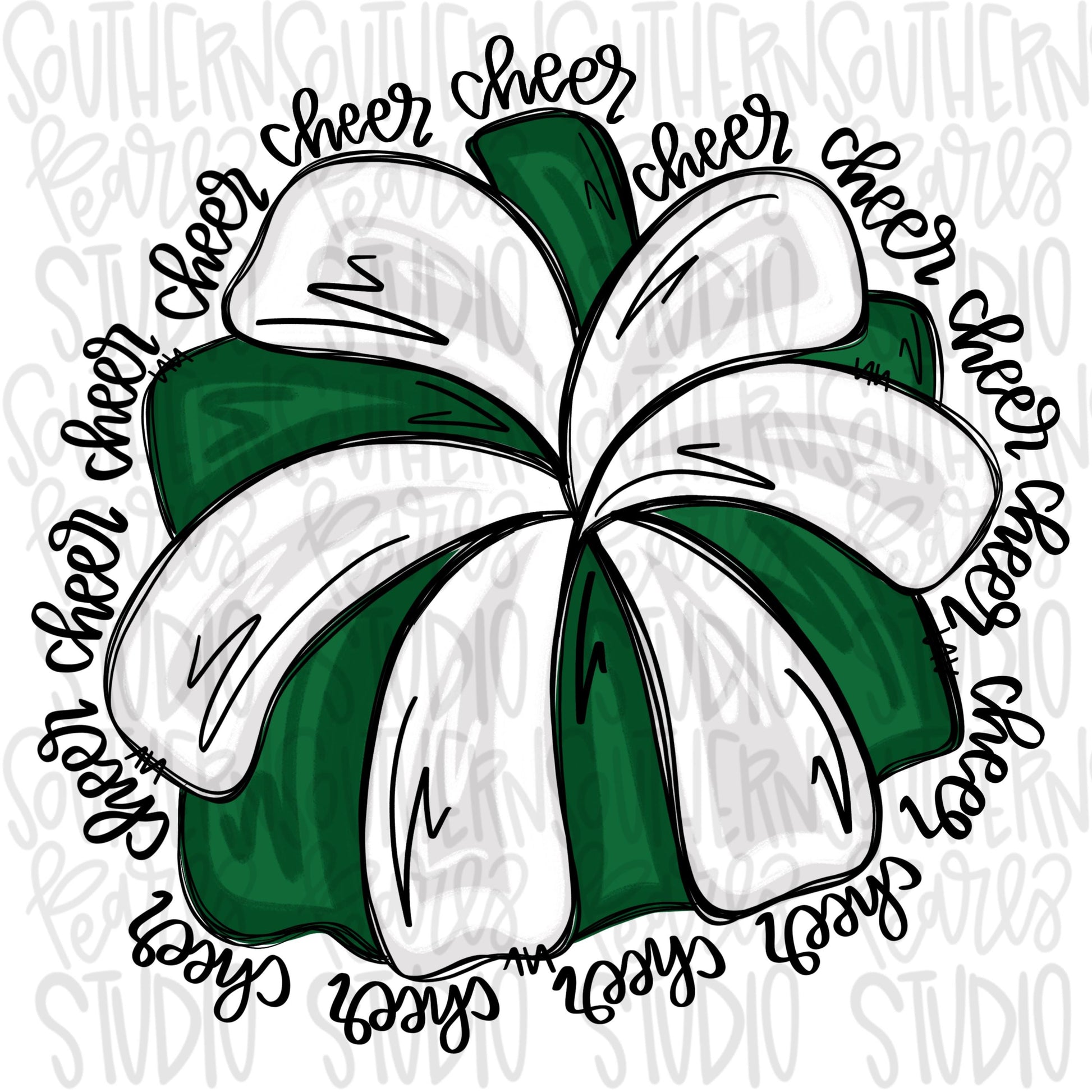 Cheerleader Pom Pom | green| Go Team Cheer wording| PNG | Sublimation | Design Download