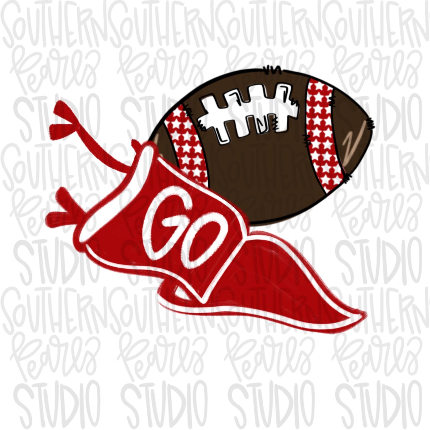 Football field with items | red | 2 designs front & back | Go Team | PNG | Sublimation | Design Download