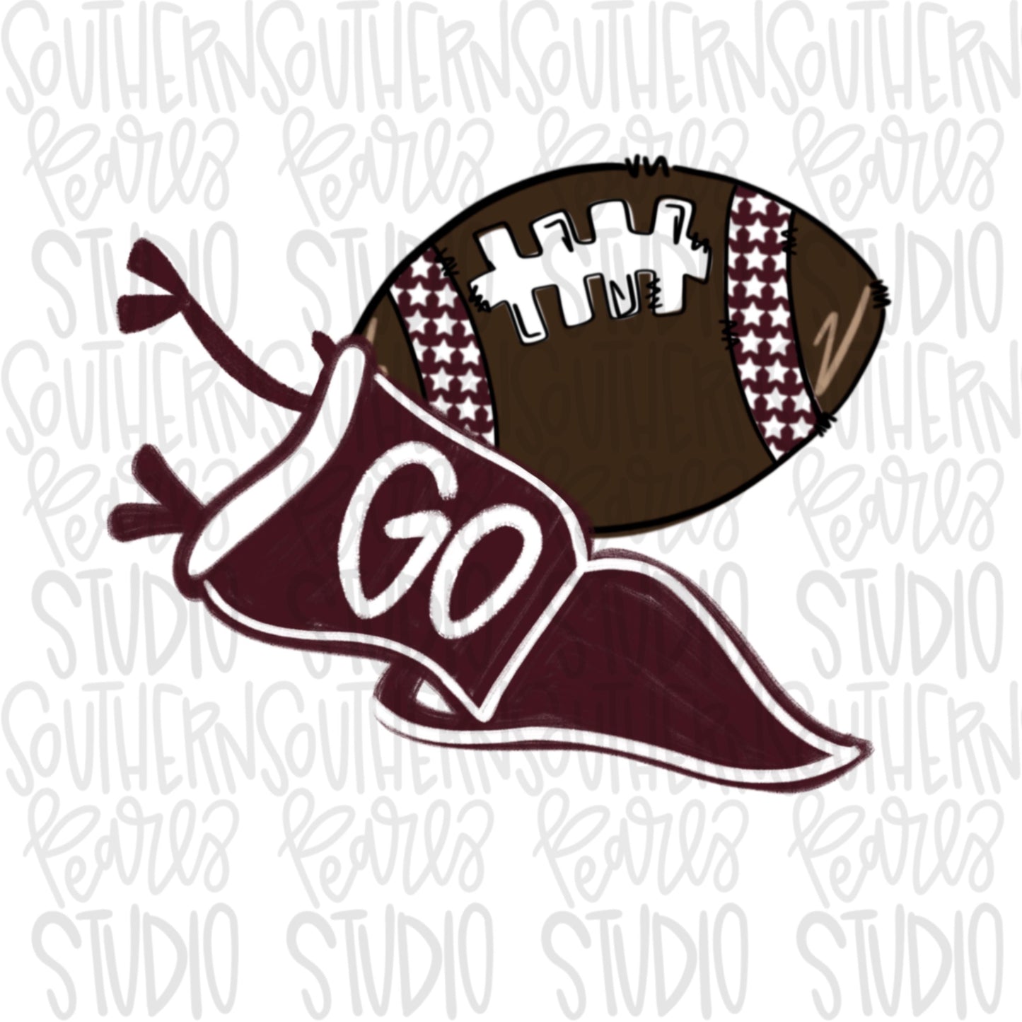 Football field with items | maroon | 2 designs front & back | Go Team | PNG | Sublimation | Design Download