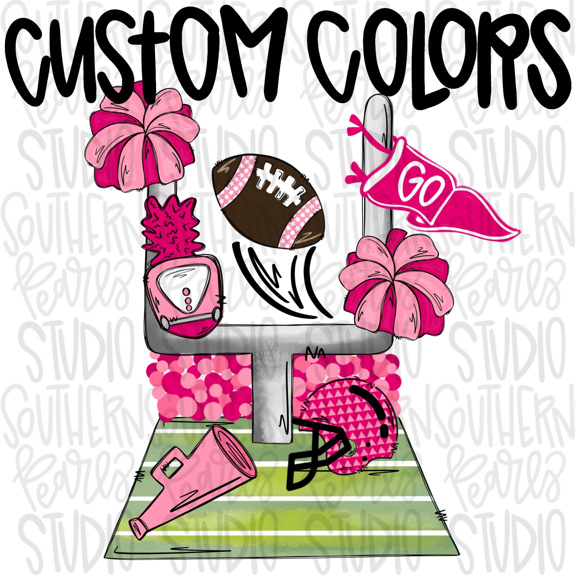 Custom Football field with items | 2 designs front & back | Go Team | PNG | Sublimation | Design Download