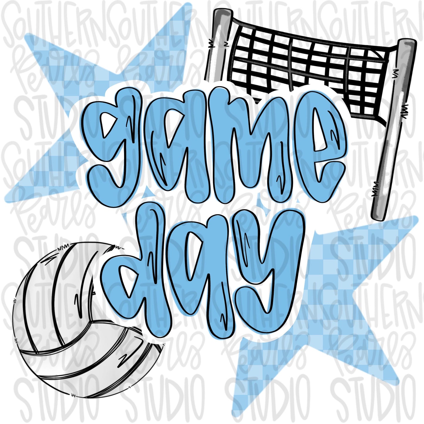 Game Day volleyball | Columbia blue | Go Team | PNG | Sublimation | Design Download