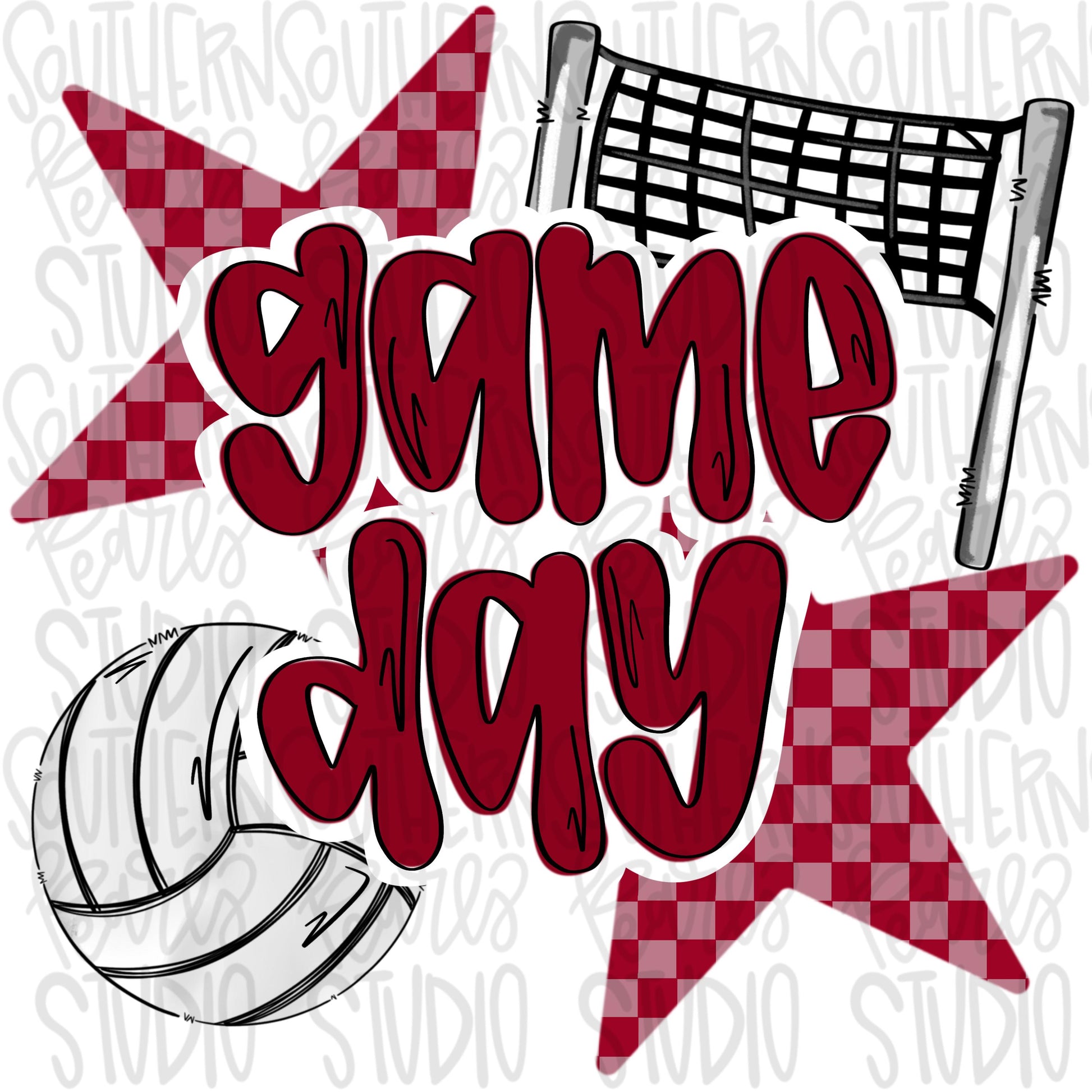 Game Day volleyball | cardinal | Go Team | PNG | Sublimation | Design Download