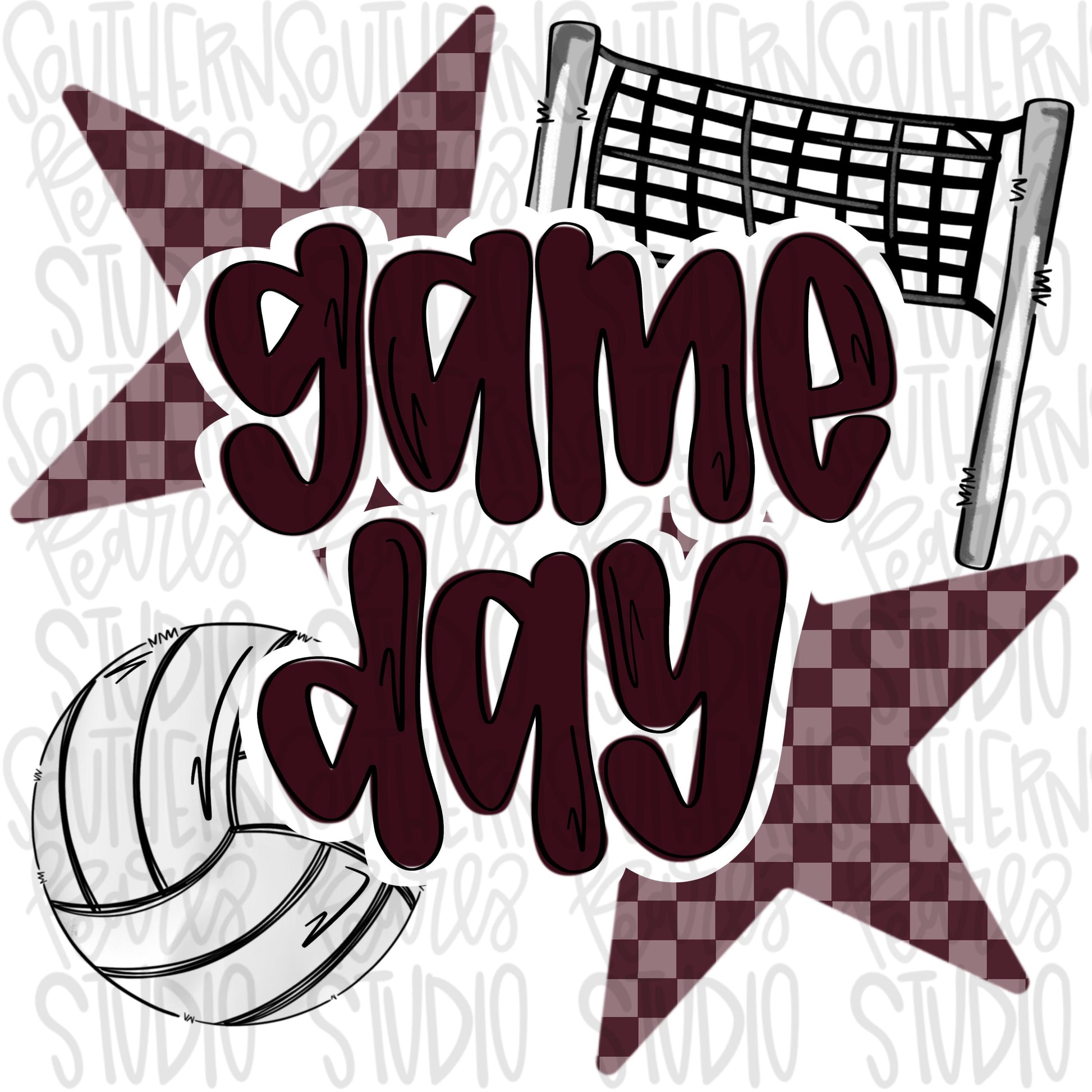 Game Day volleyball | Maroon | Go Team | PNG | Sublimation | Design Download