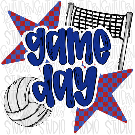 Game Day volleyball | red and royal | Go Team | PNG | Sublimation | Design Download