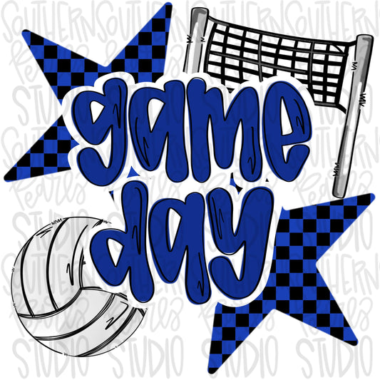 Game Day volleyball | Royal and black| Go Team | PNG | Sublimation | Design Download