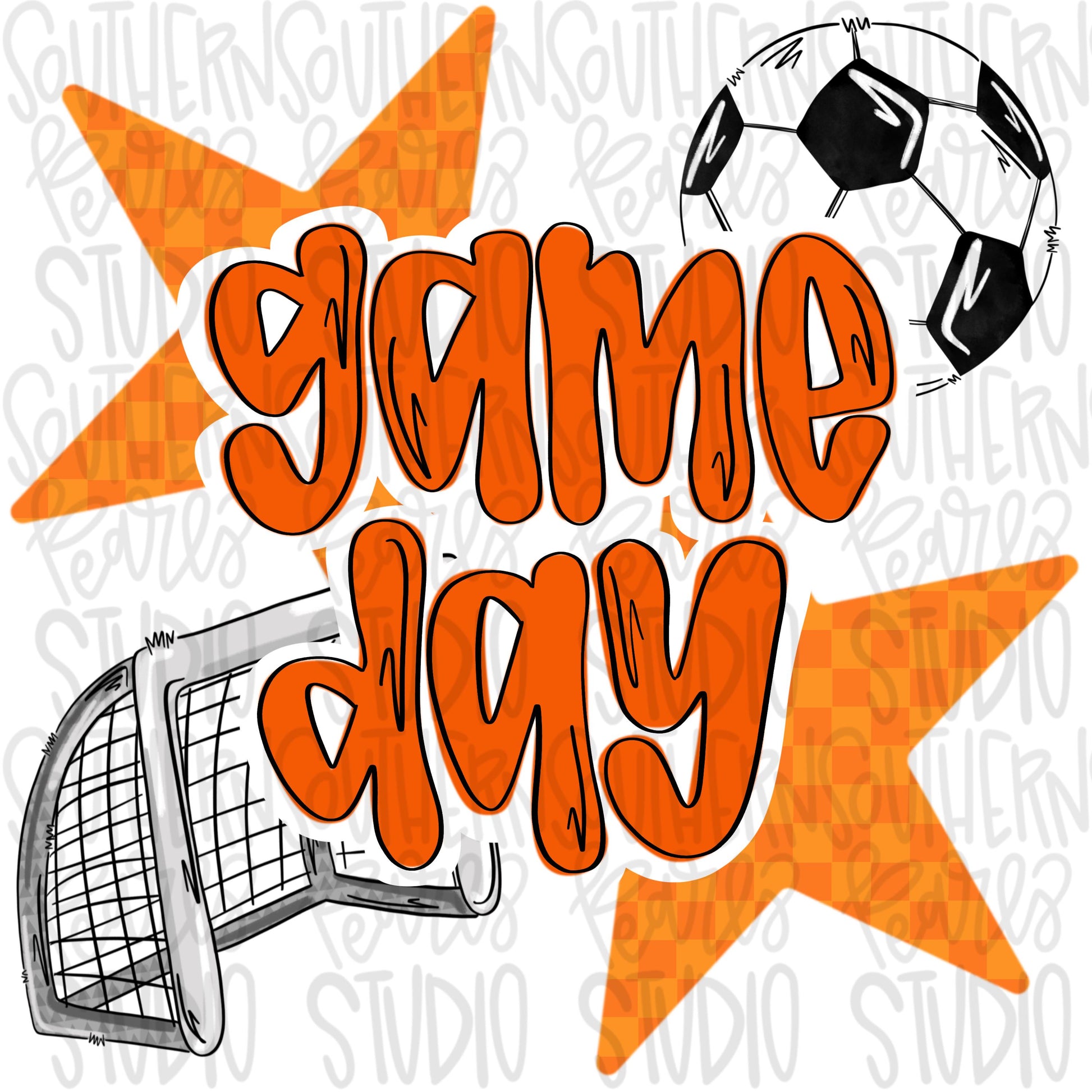 Game Day soccer | orange | Go Team | PNG | Sublimation | Design Download