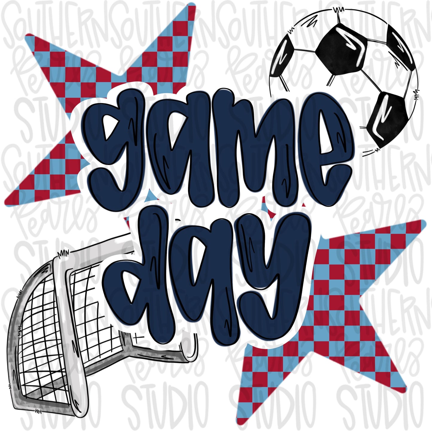 Game Day soccer | red and navy | Go Team | PNG | Sublimation | Design Download