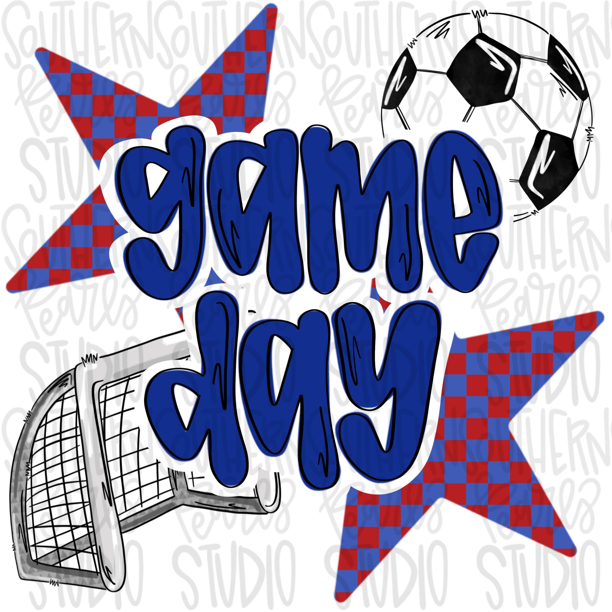 Game Day soccer | red and royal | Go Team | PNG | Sublimation | Design Download