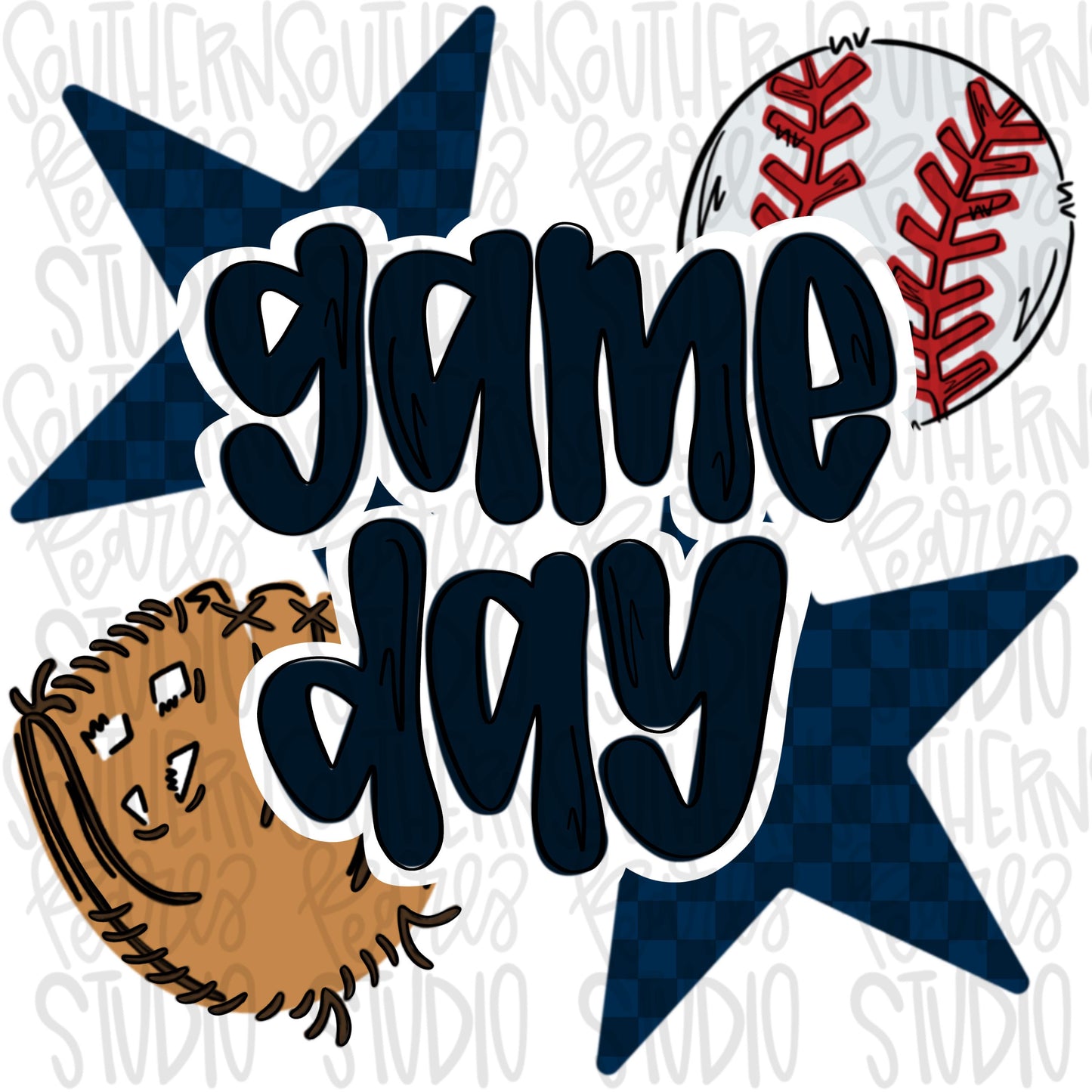 Game Day Baseball | navy | Go Team | PNG | Sublimation | Design Download