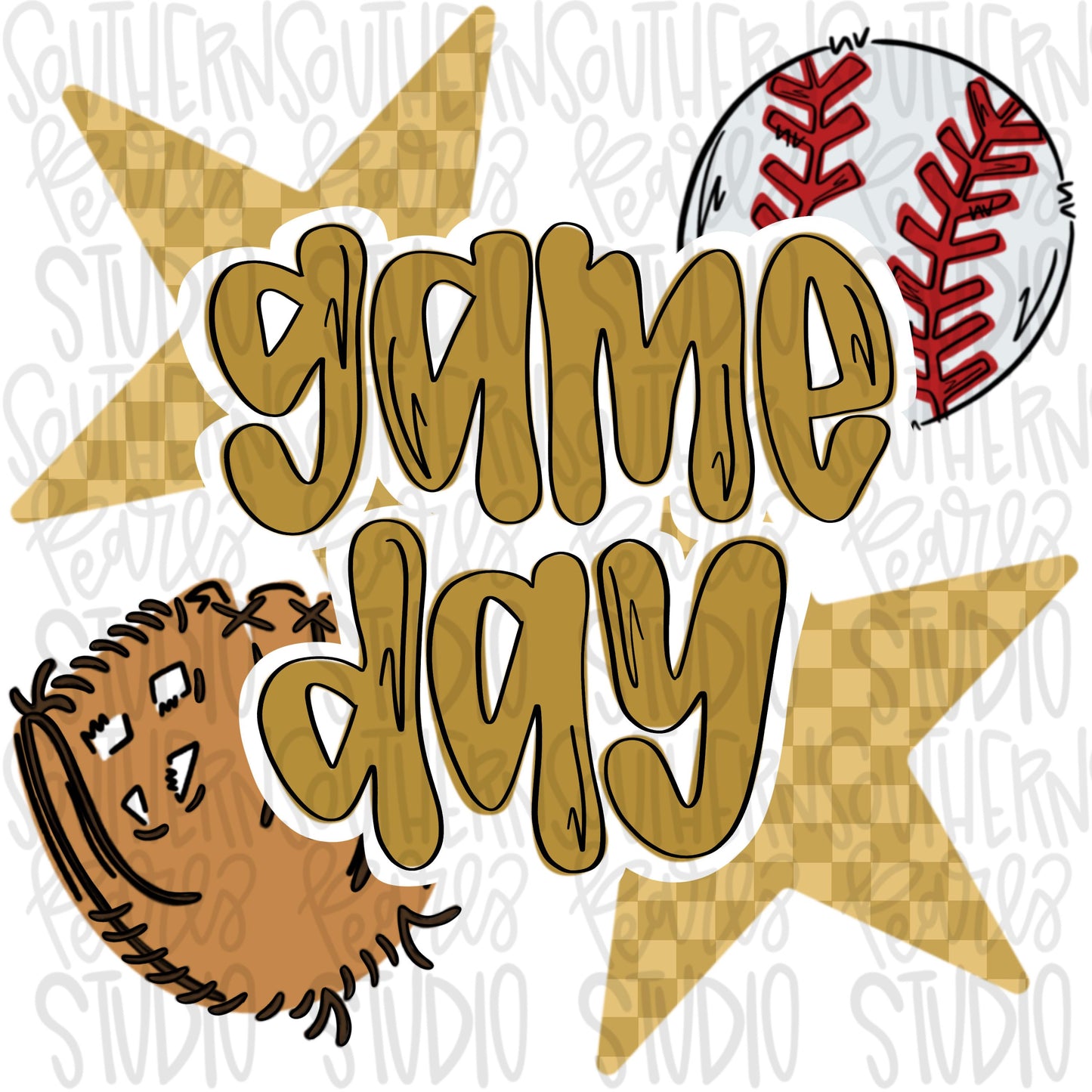 Game Day Baseball | Vegas gold | Go Team | PNG | Sublimation | Design Download