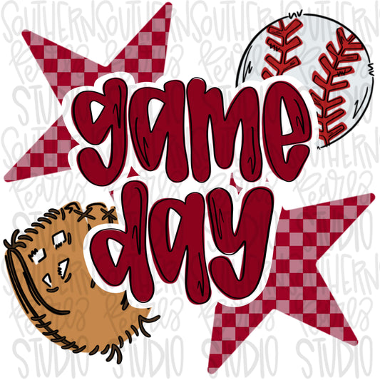 Game Day Baseball | crimson | Go Team | PNG | Sublimation | Design Download