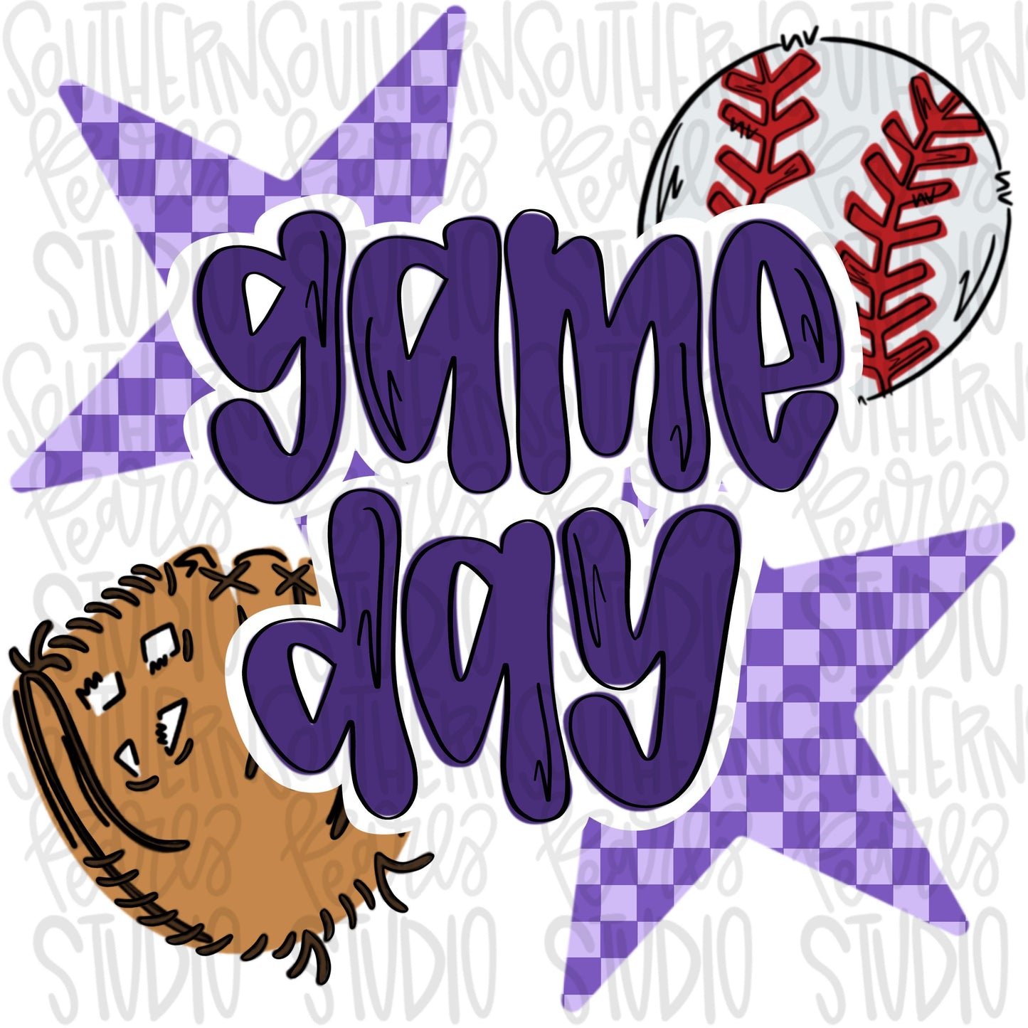 Game Day Baseball | purple | Go Team | PNG | Sublimation | Design Download