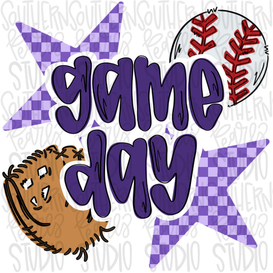 Game Day Baseball | purple | Go Team | PNG | Sublimation | Design Download