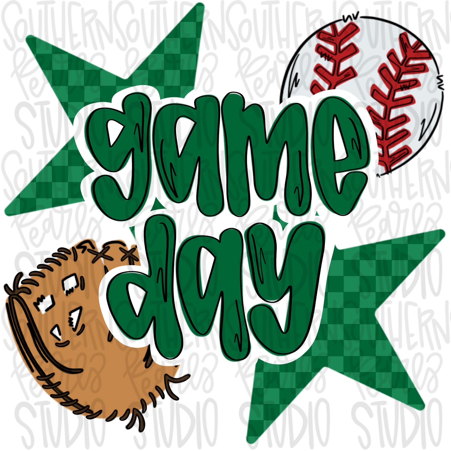 Game Day Baseball | dark green | Go Team | PNG | Sublimation | Design Download