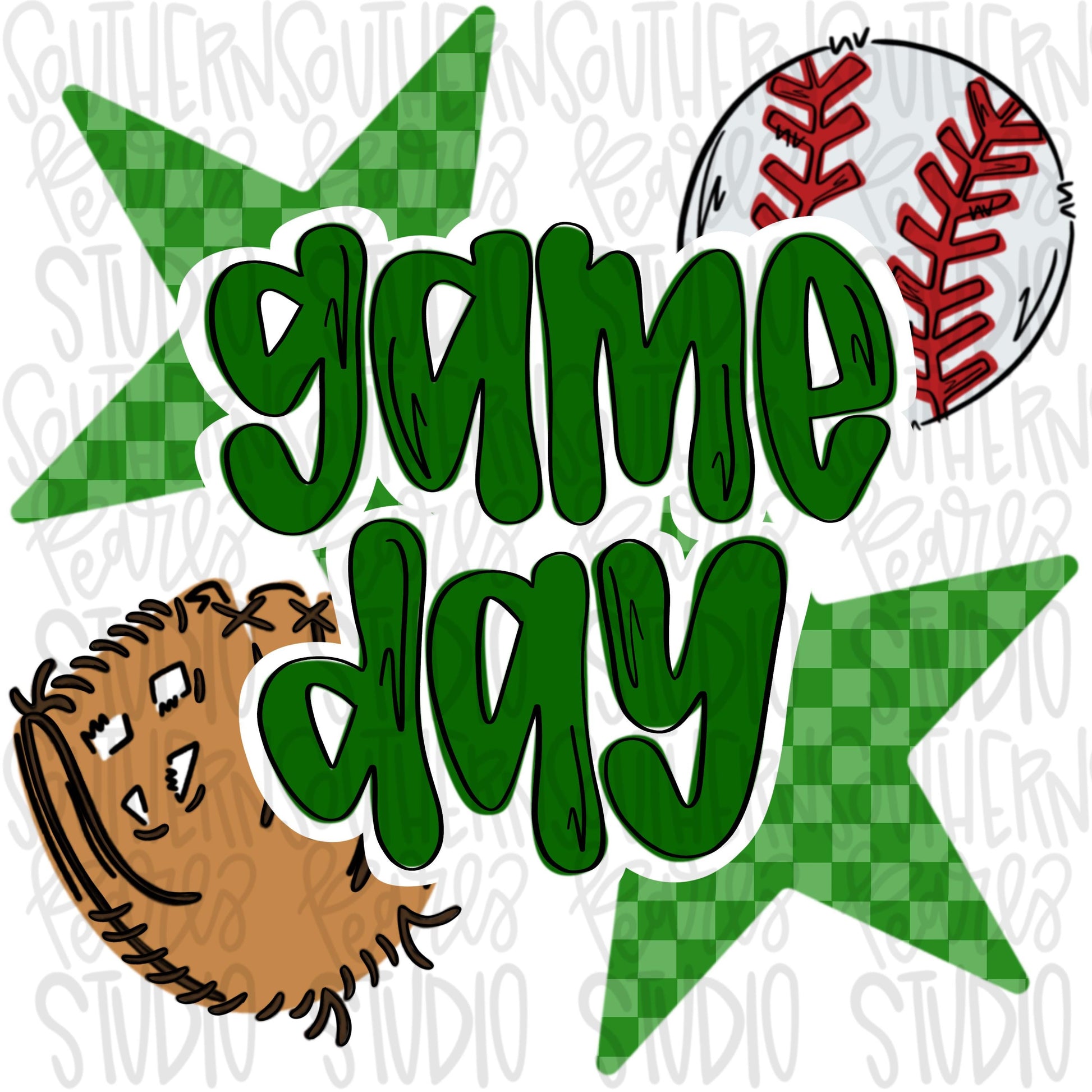 Game Day Baseball | green | Go Team | PNG | Sublimation | Design Download