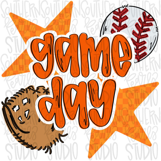 Game Day Baseball | orange | Go Team | PNG | Sublimation | Design Download