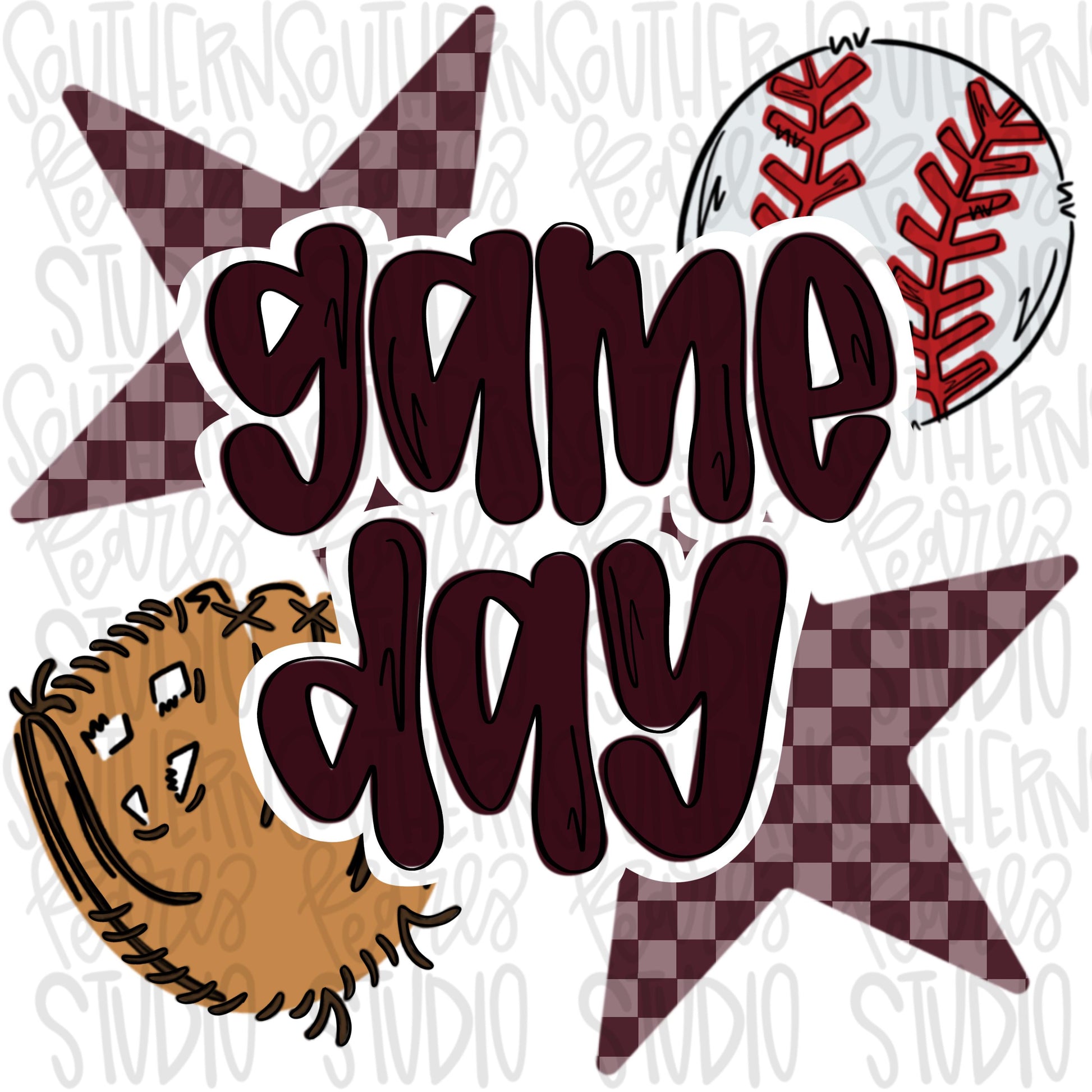 Game Day Baseball | maroon | Go Team | PNG | Sublimation | Design Download