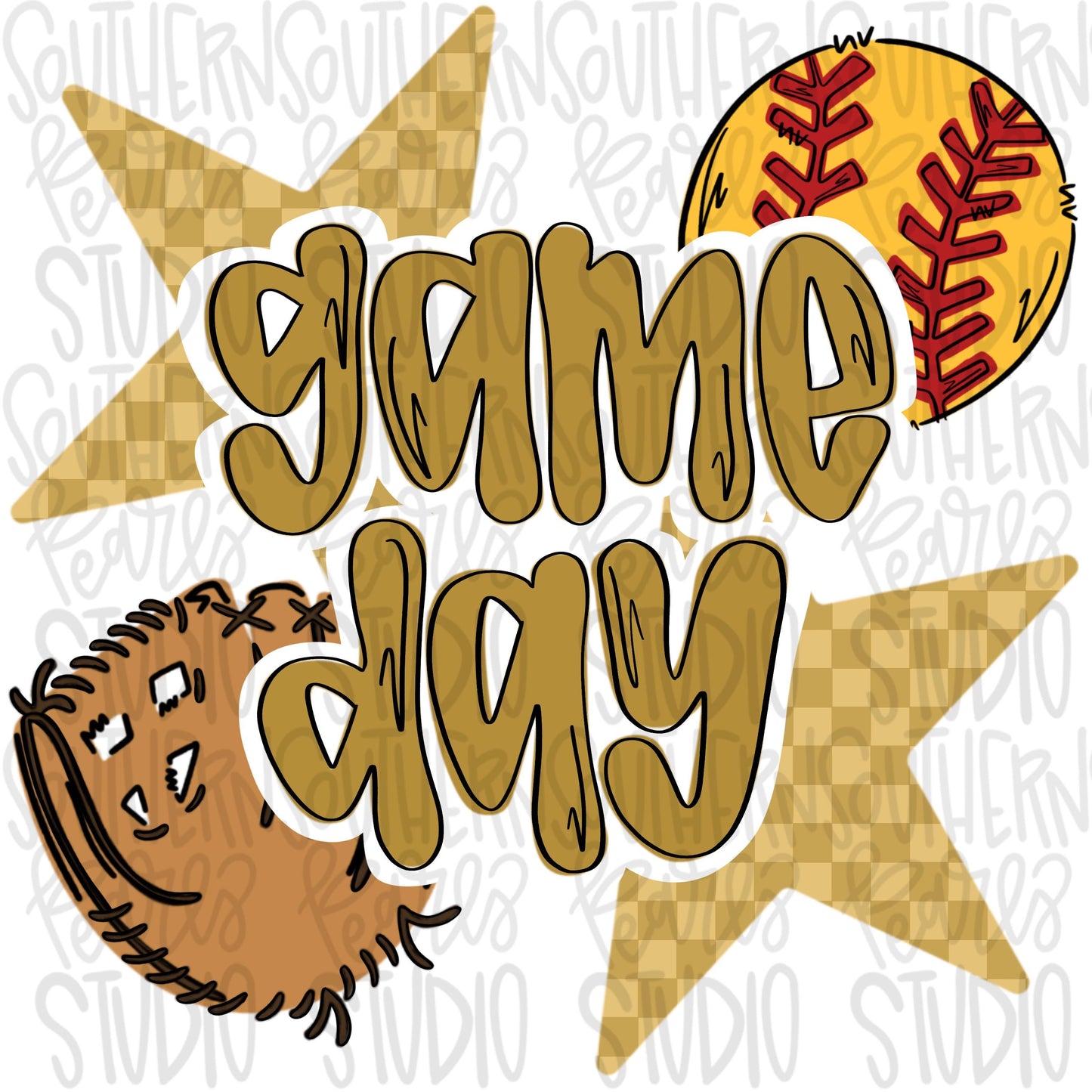 Game Day Softball | Vegas gold | Go Team | PNG | Sublimation | Design Download