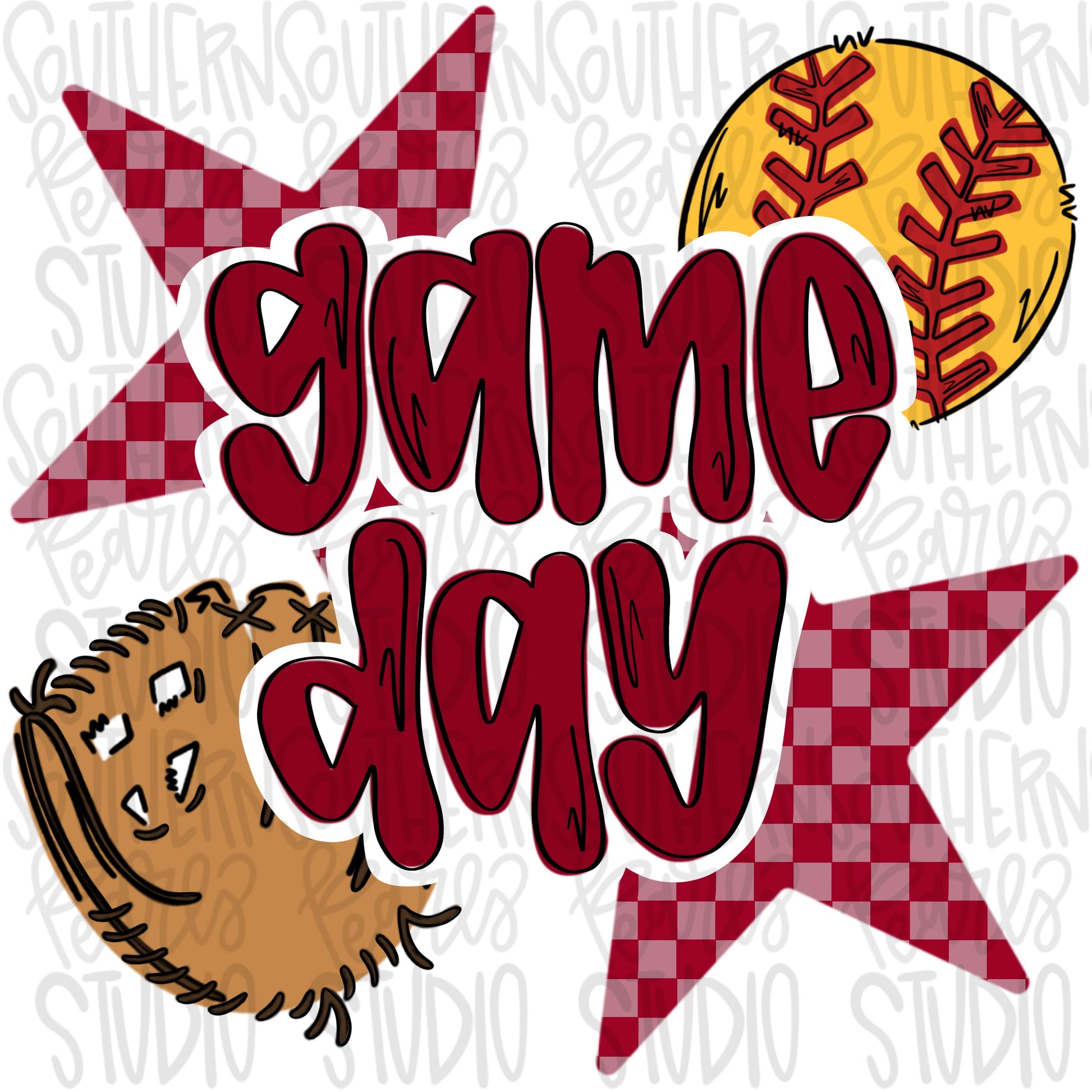 Game Day Softball | crimson | Go Team | PNG | Sublimation | Design Download