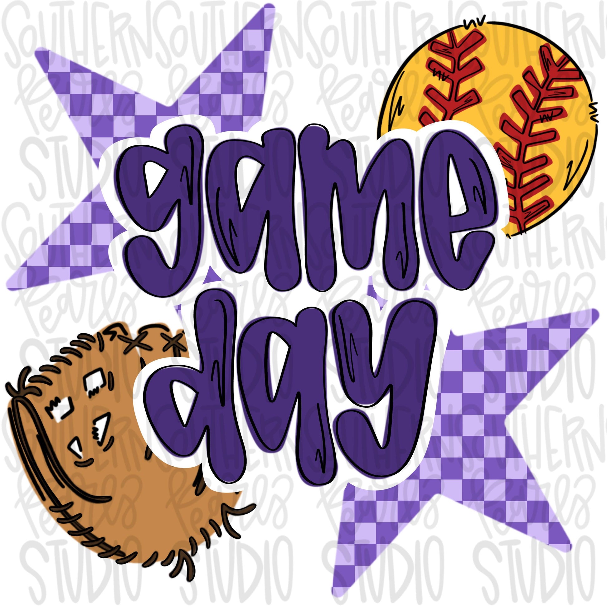 Game Day Softball | purple | Go Team | PNG | Sublimation | Design Download