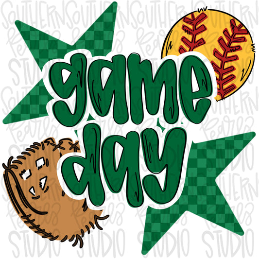 Game Day Softball | dark green | Go Team | PNG | Sublimation | Design Download