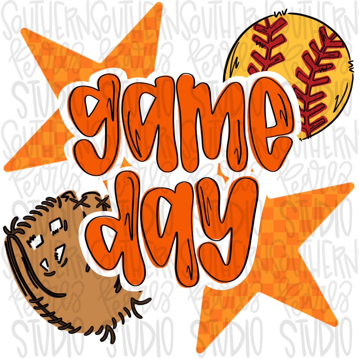 Game Day Softball | orange | Go Team | PNG | Sublimation | Design Download