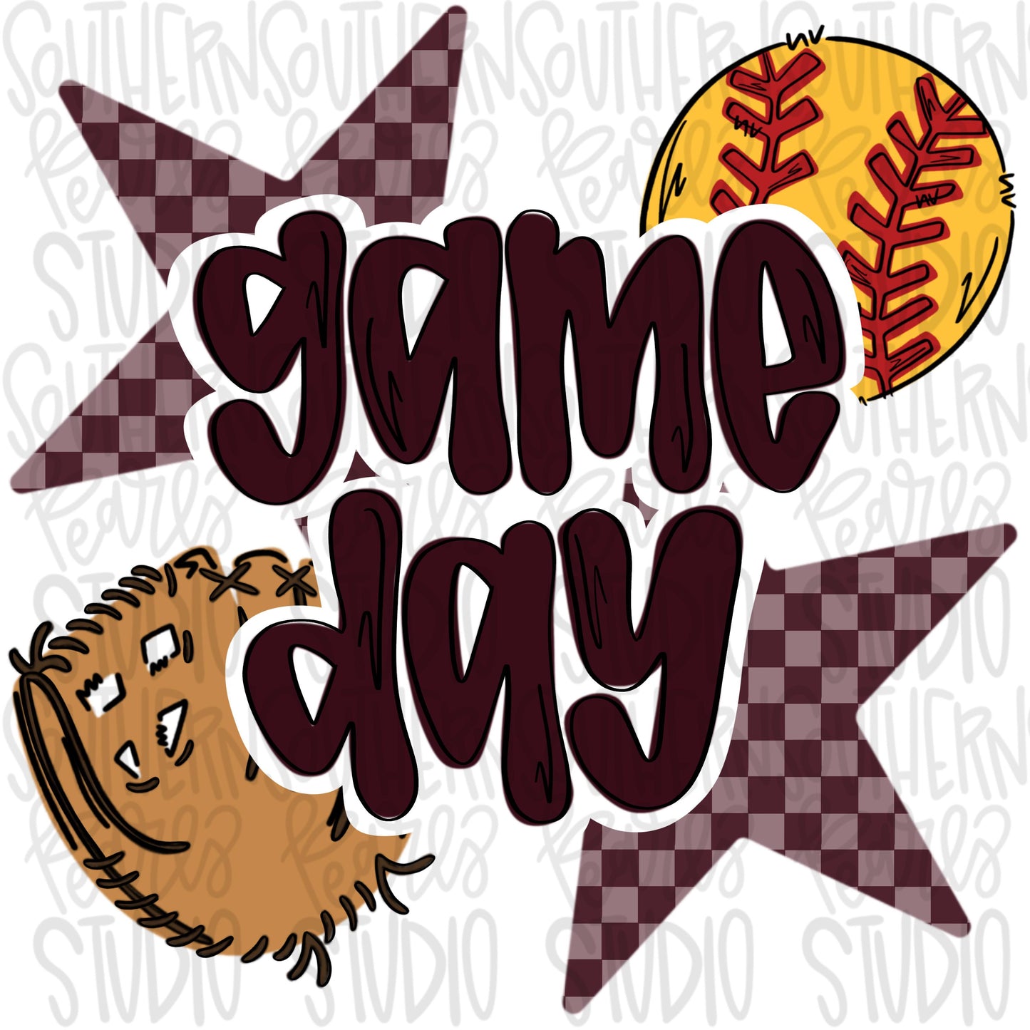 Game Day Softball | maroon | Go Team | PNG | Sublimation | Design Download