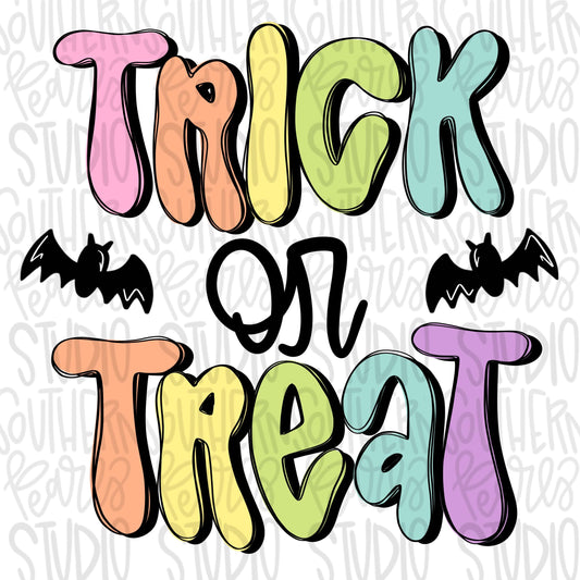 Trick or treat | bats | Sublimation Design | Digital Download | Women’s, Kids Shirt PNG