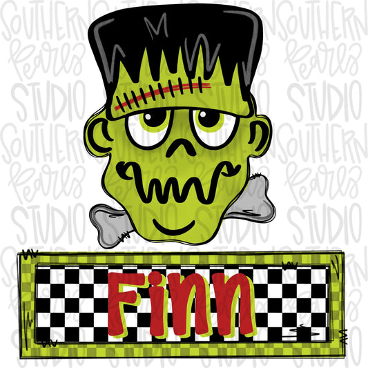 Frankenstein with Name Patch | Sublimation Design | Digital Download | Women’s, Kids Shirt PNG