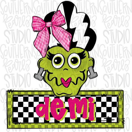 Mrs Frankenstein with Name Patch | Sublimation Design | Digital Download | Women’s, Kids Shirt PNG