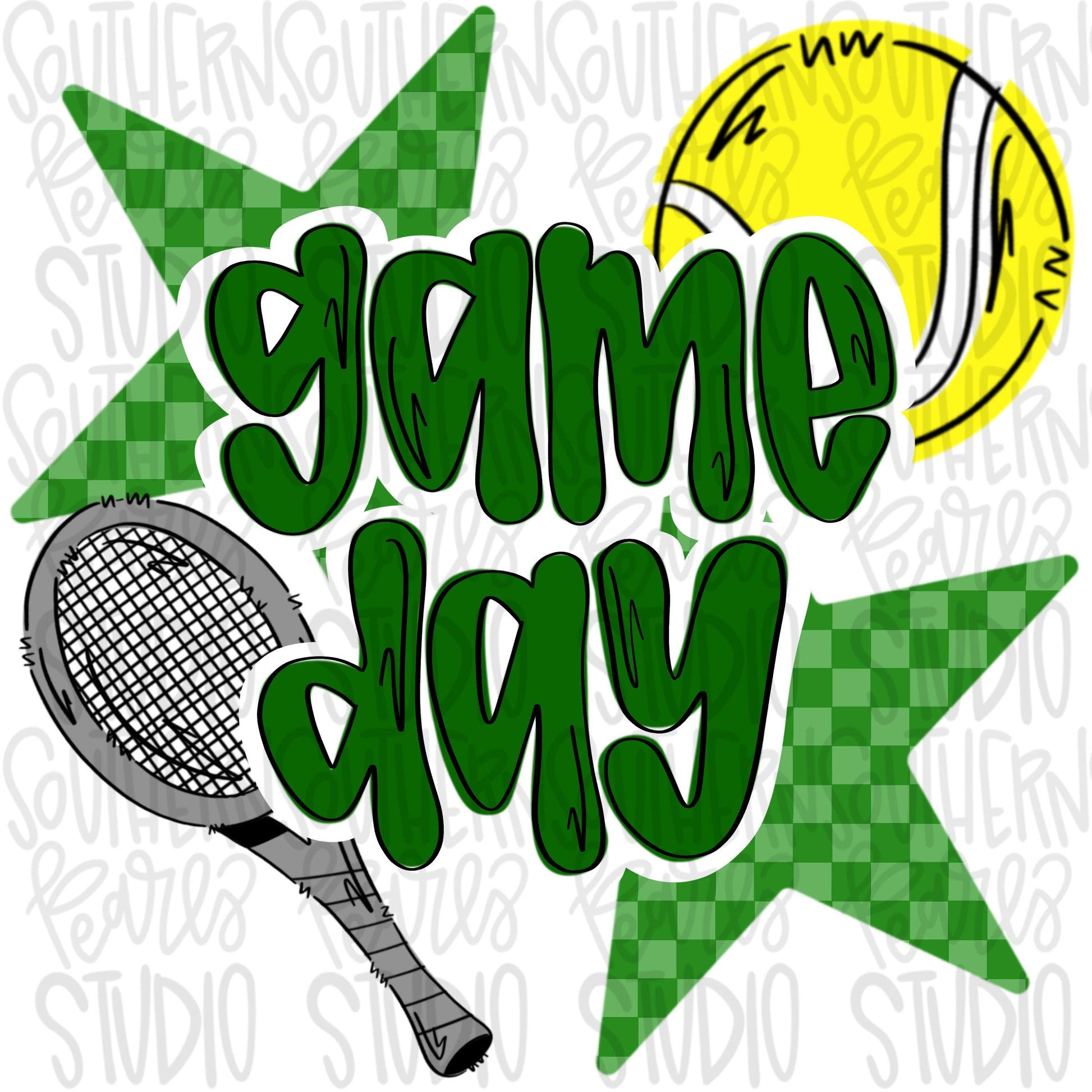 Game Day Tennis | green | Go Team | PNG | Sublimation | Design Download