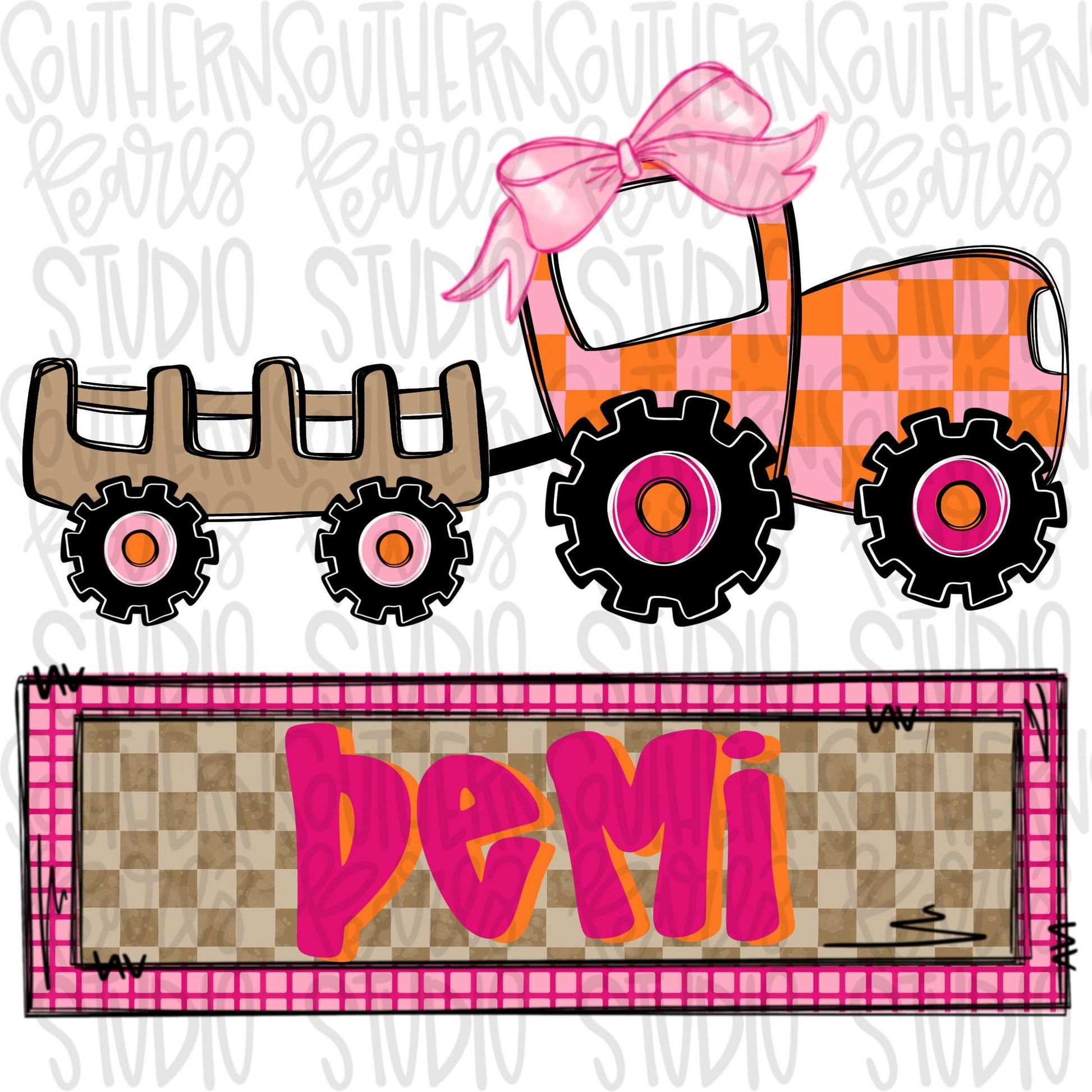 Tractor Name Patch Girl | Sublimation Design | Digital Download | Women’s, Kids Shirt PNG