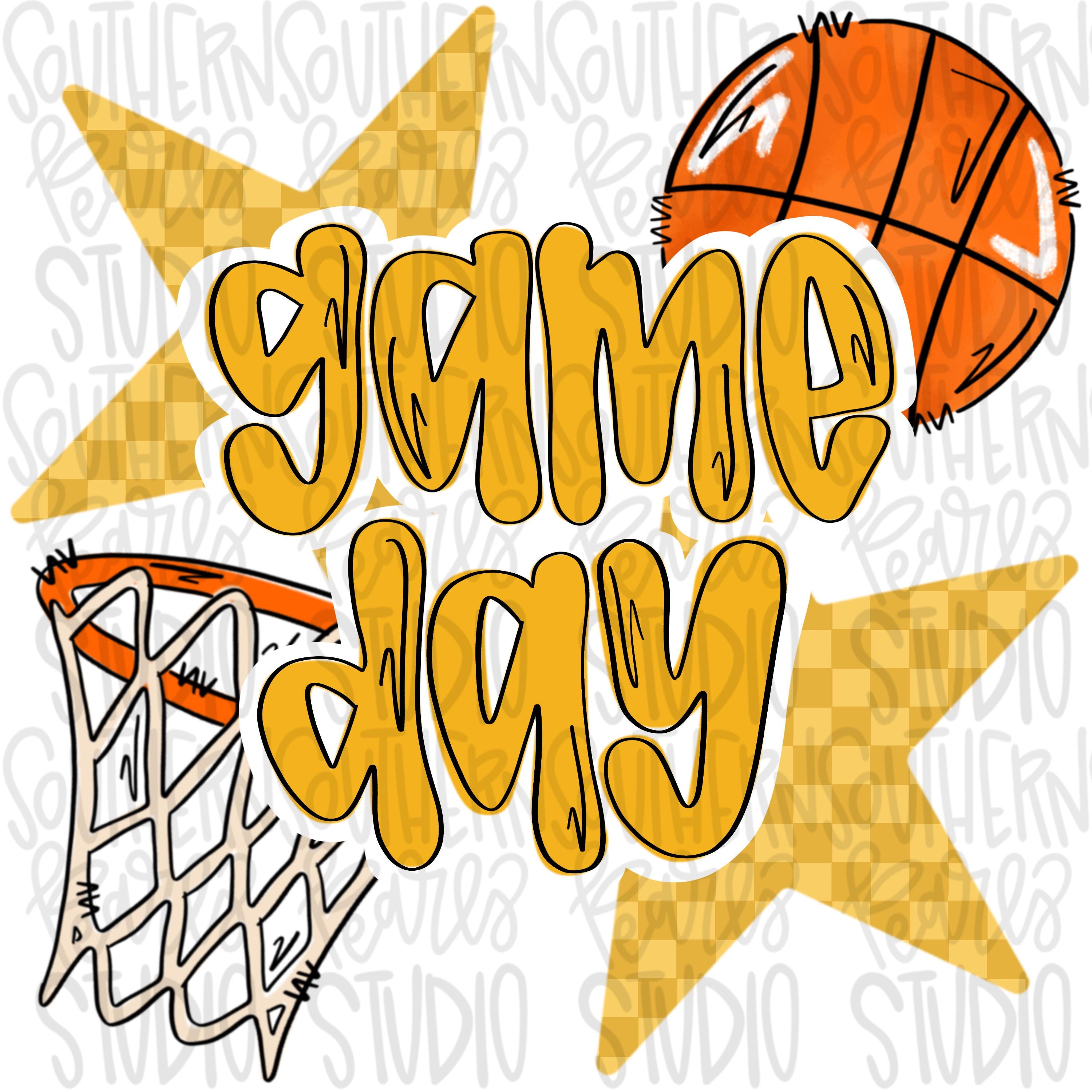 Game Day basketball | yellow | Go Team | PNG | Sublimation | Design Do ...