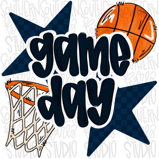 Game Day basketball | navy | Go Team | PNG | Sublimation | Design Download