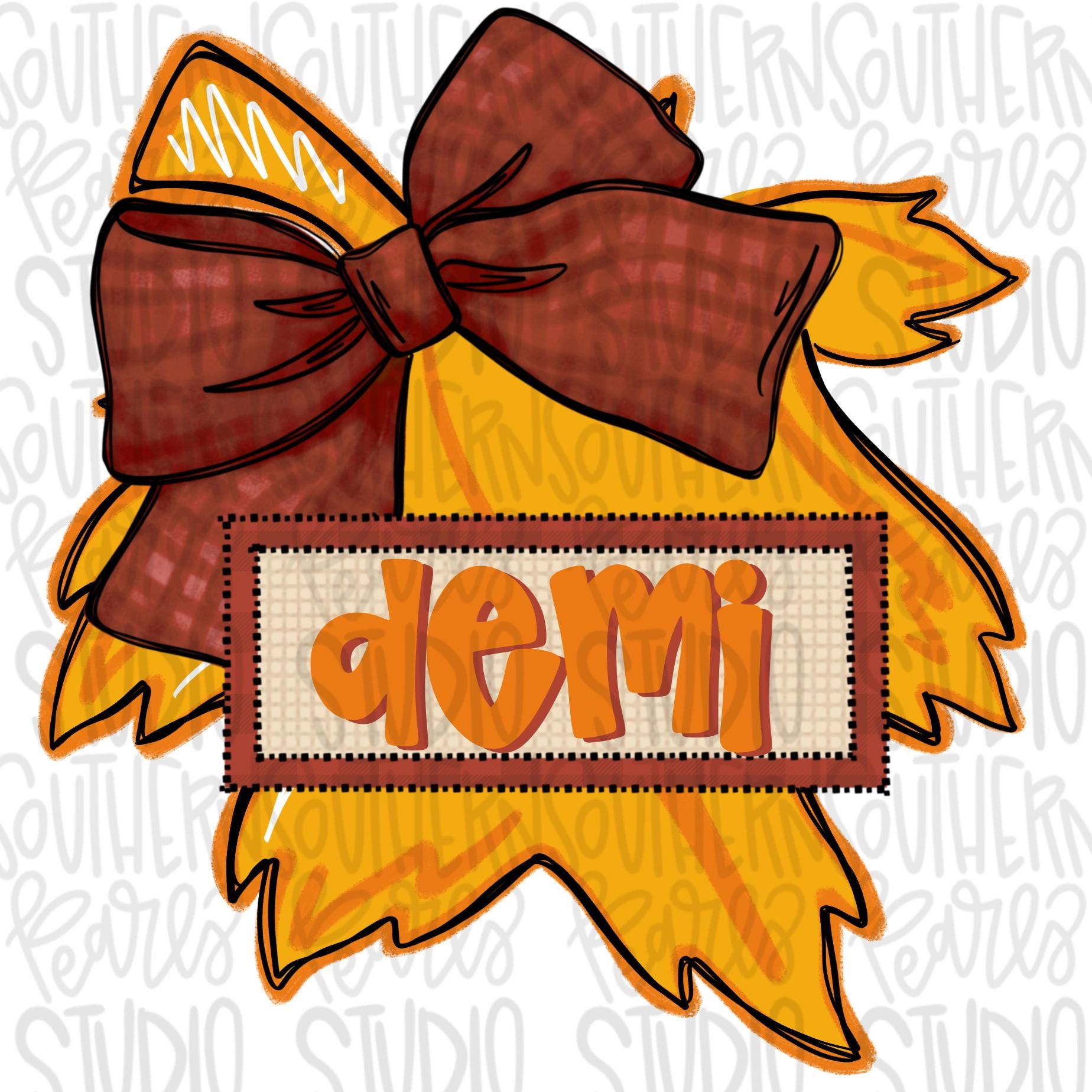 Fall leaf with bow with Name Patch | Sublimation Design | Digital Download | Women’s, Kids Shirt PNG