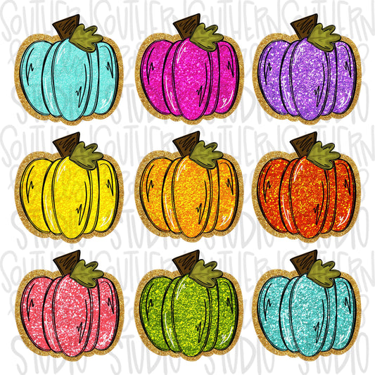 Sequin Pumpkin Collage | Sublimation Design | Digital Download | Women’s, Kids Shirt PNG