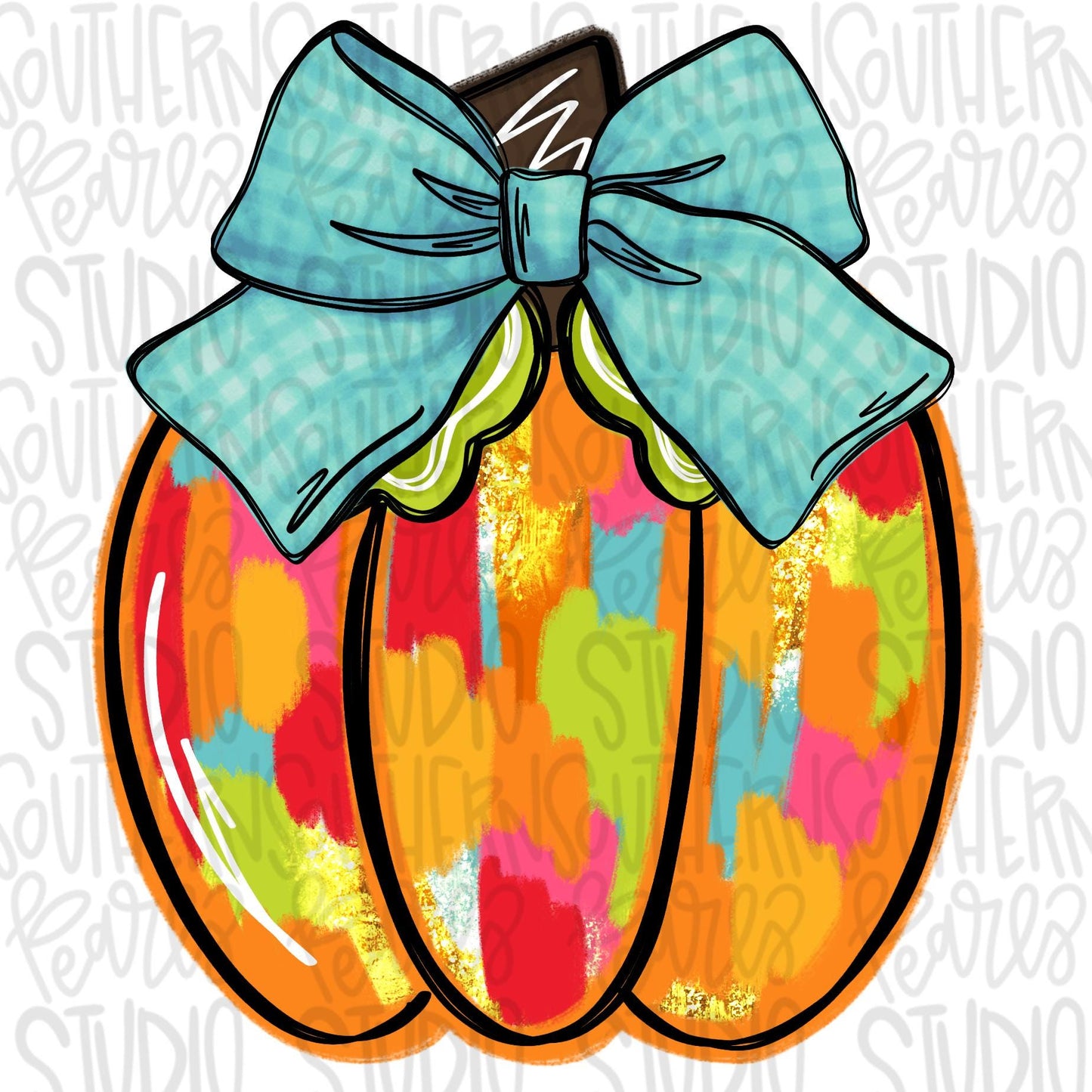 Colorful Pumpkin with Bow | Sublimation Design | Digital Download | Women’s, Kids Shirt PNG