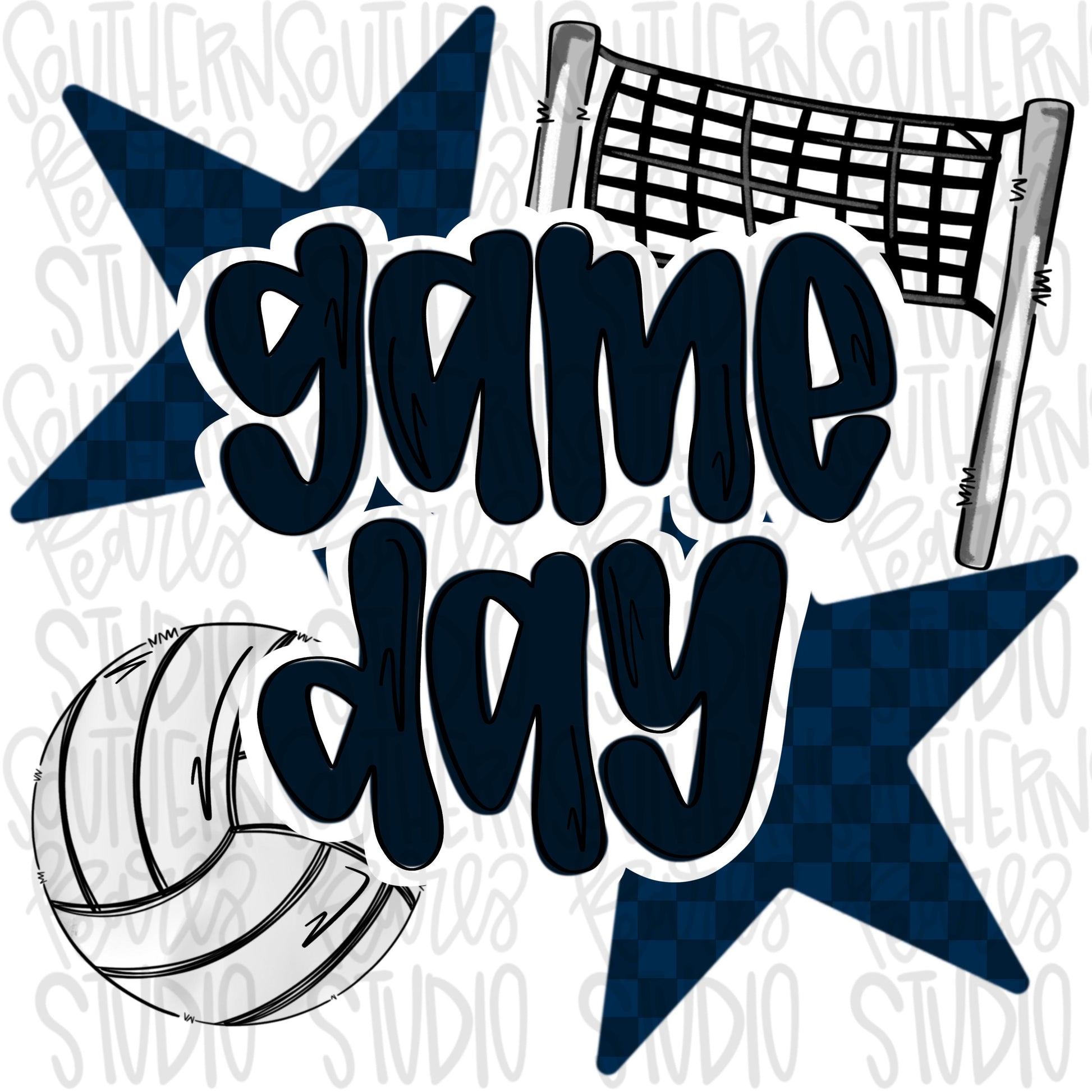 Game Day volleyball | navy | Go Team | PNG | Sublimation | Design Download