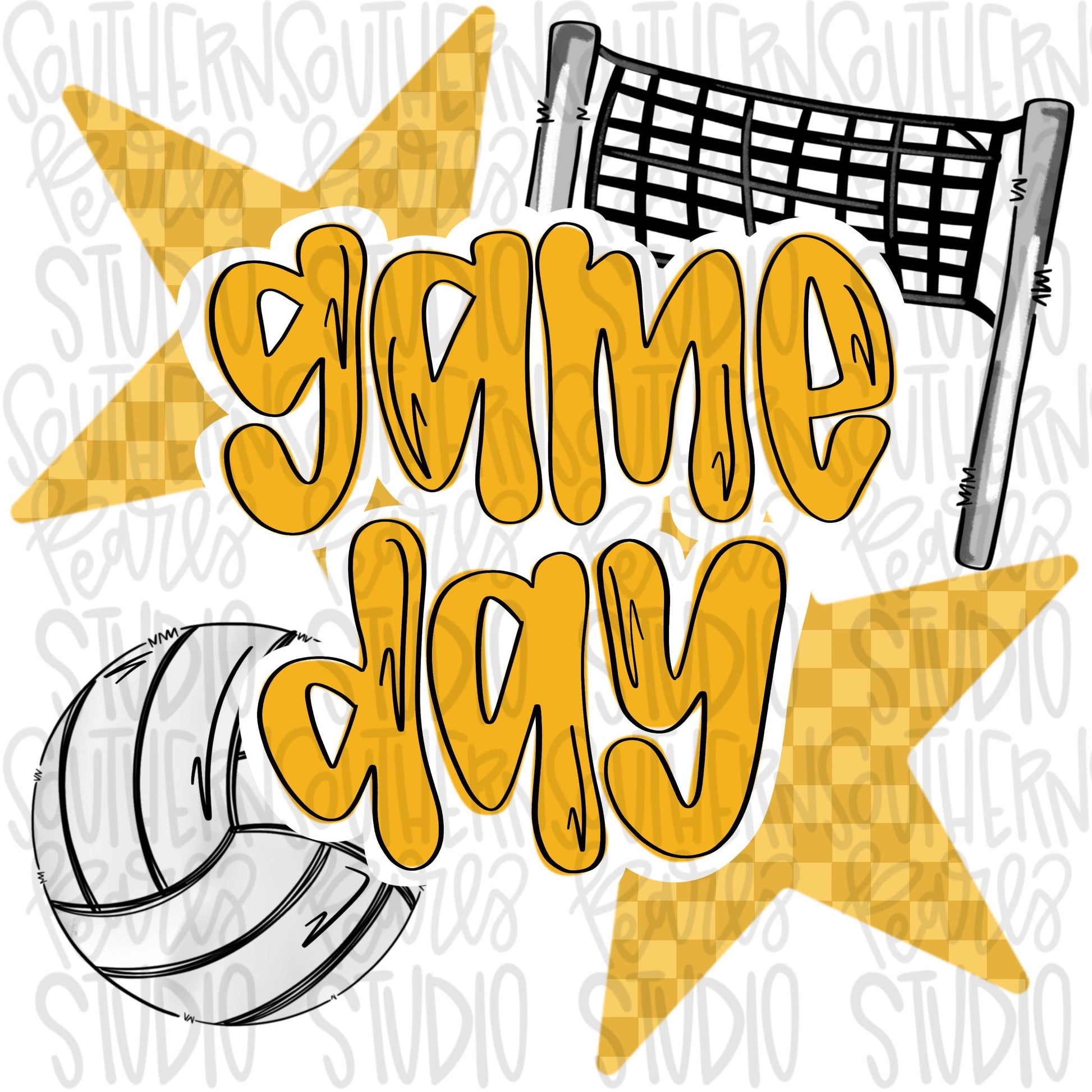 Game Day volleyball | yellow| Go Team | PNG | Sublimation | Design Download