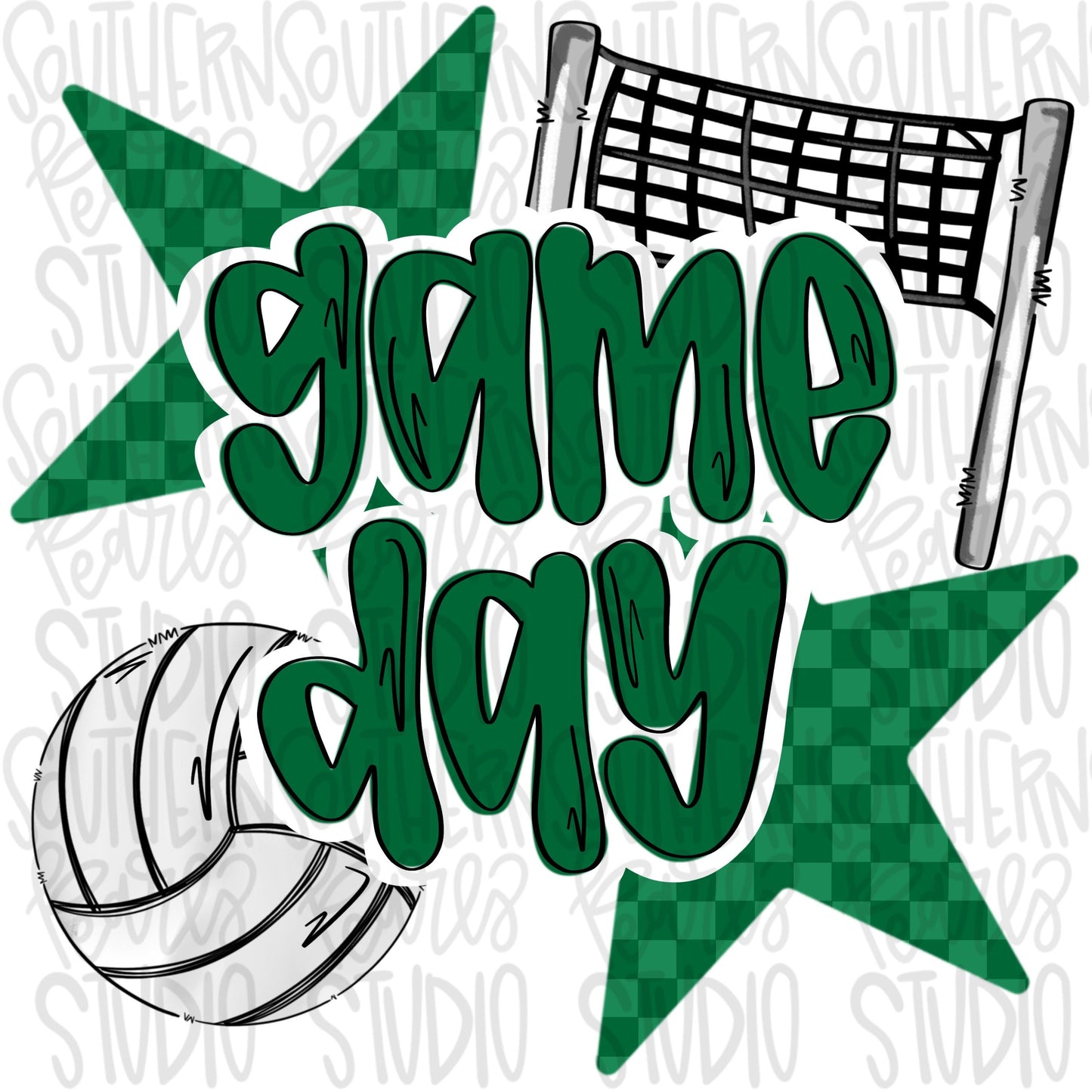 Game Day volleyball | dark green | Go Team | PNG | Sublimation | Design Download