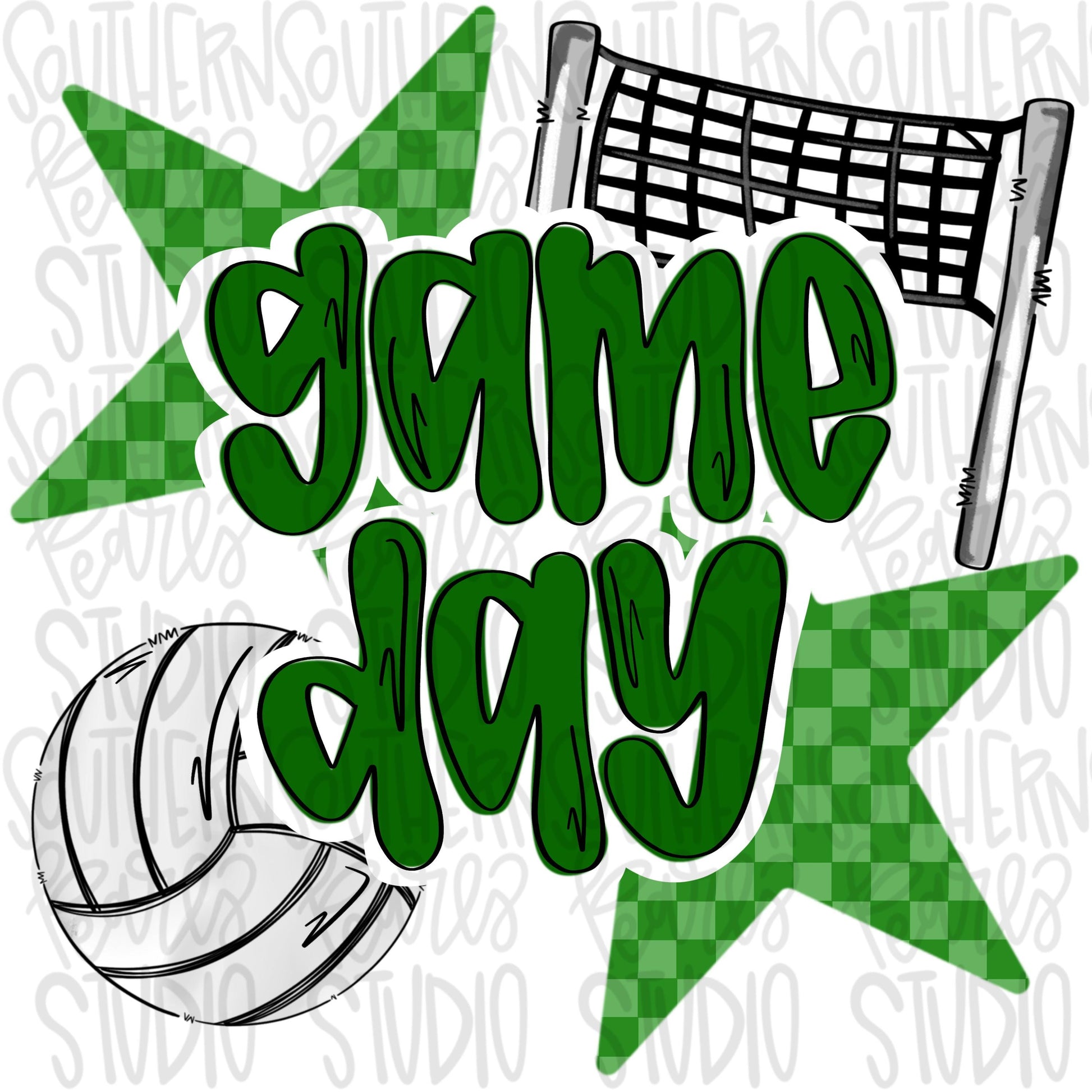 Game Day volleyball | green | Go Team | PNG | Sublimation | Design Download